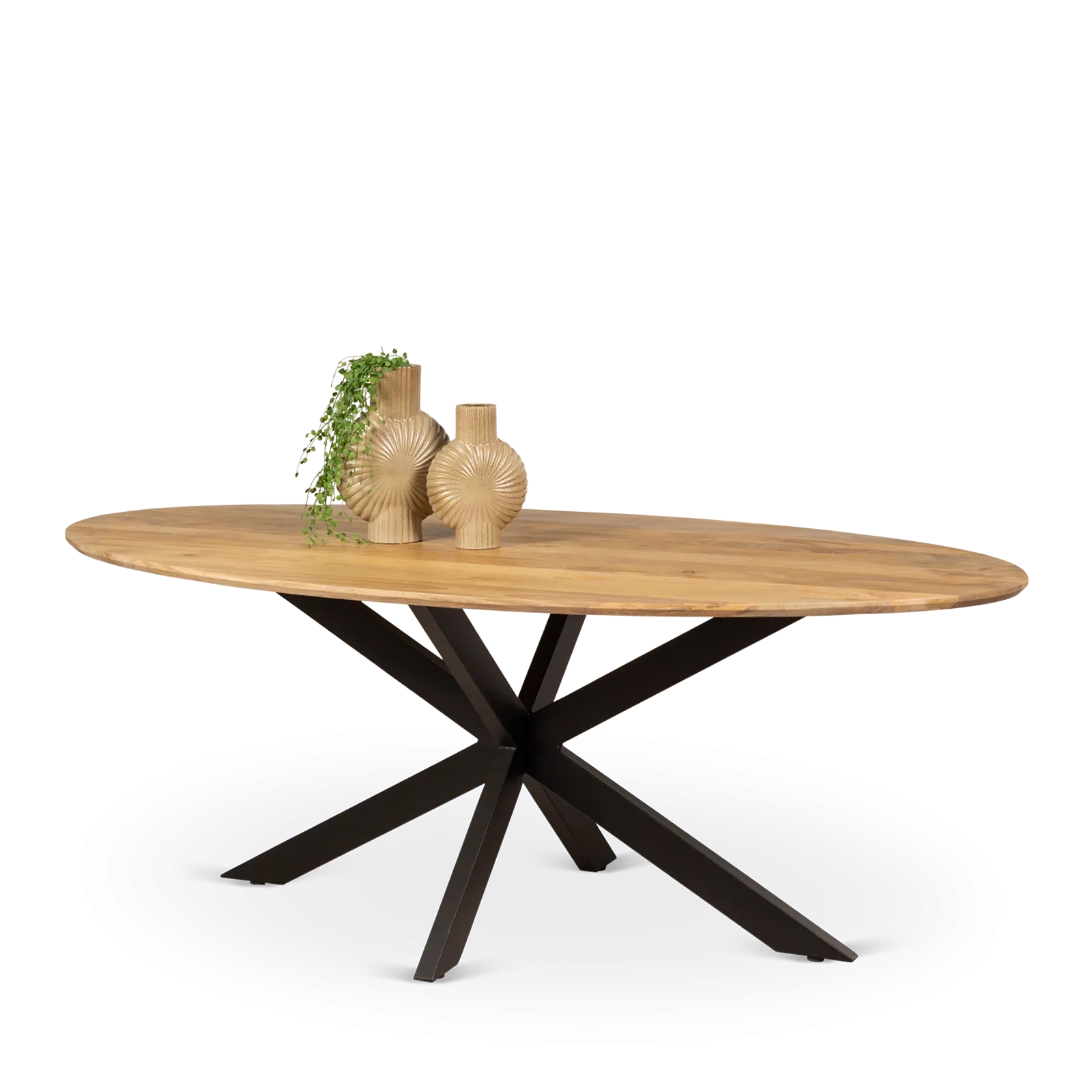 Eettafel Blaine - ovaal 200x100 cm - Mangohout Naturel - sale - OP=OP