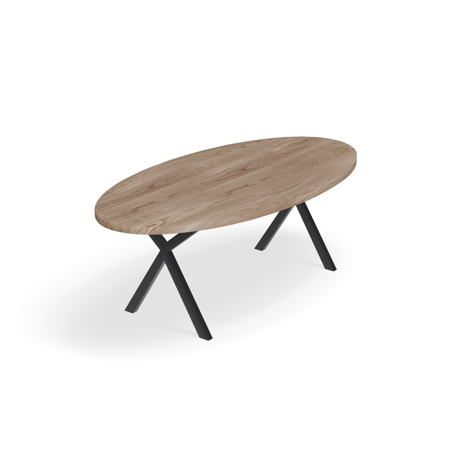 Eettafel X Poot (dun) - Ovaal Eiken Kiezel (220x110cm)