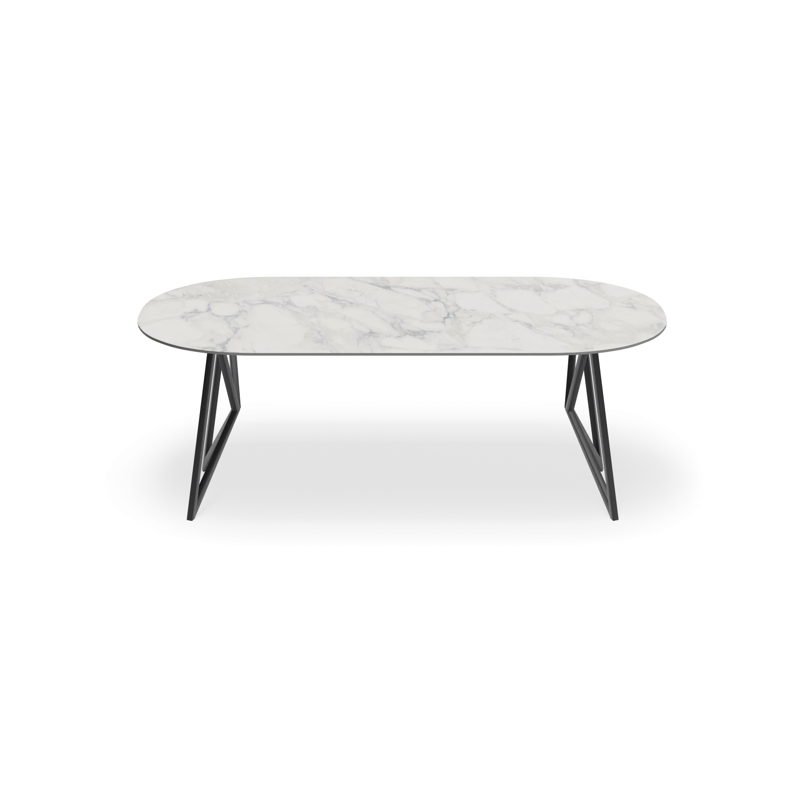 Eettafel Crosse (los) - Halve Cirkel Keramiek Calacatta Extra Satin (200x100cm)