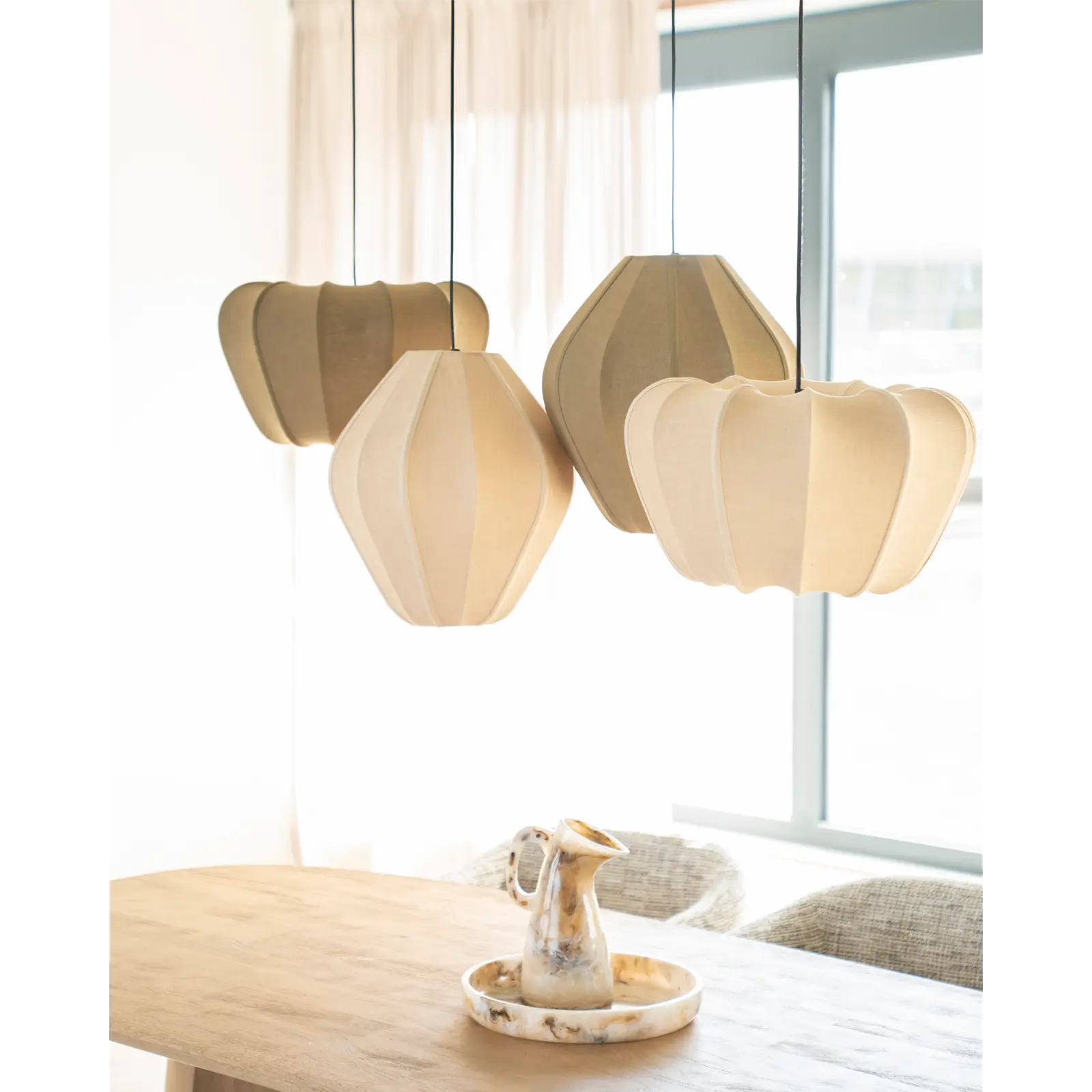 Hanglamp Sora 1 - rond Ø48 cm - stof Linnenlook Natural