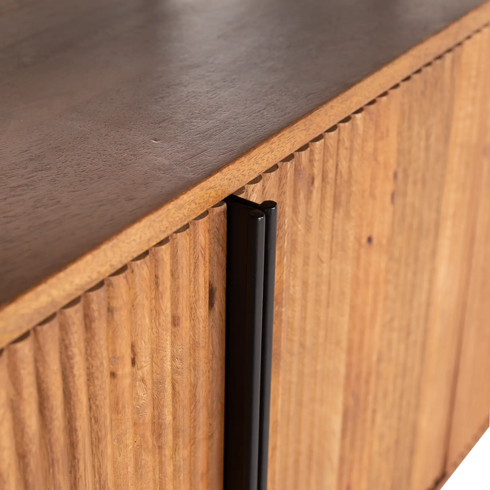 Wandkast Amare - 170 cm - Mangohout Lichtbruin - 4 deuren, 2 open vakken