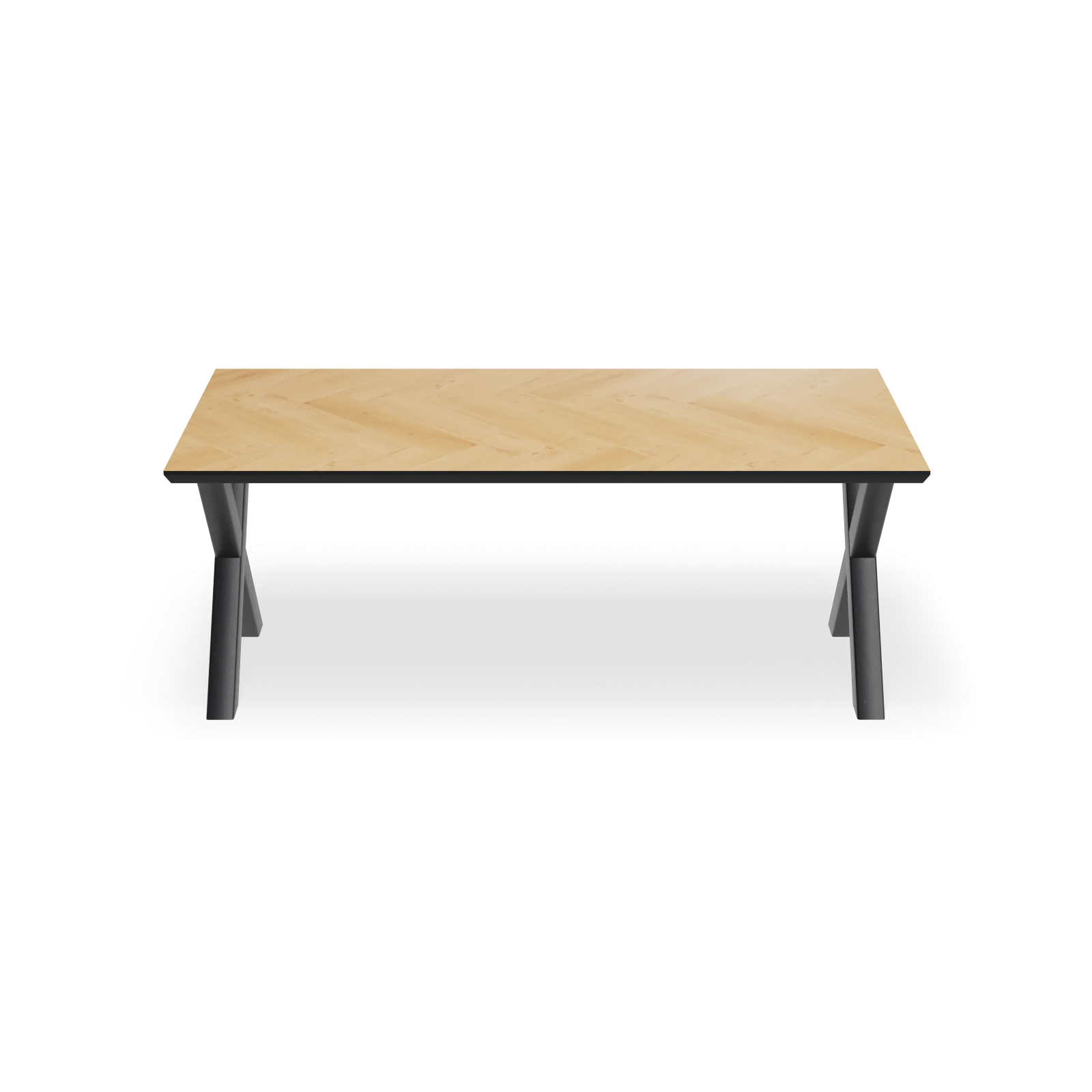 Eettafel X poot (8x8cm) - Rechthoek Eiken Visgraat Nature White (200x100cm)