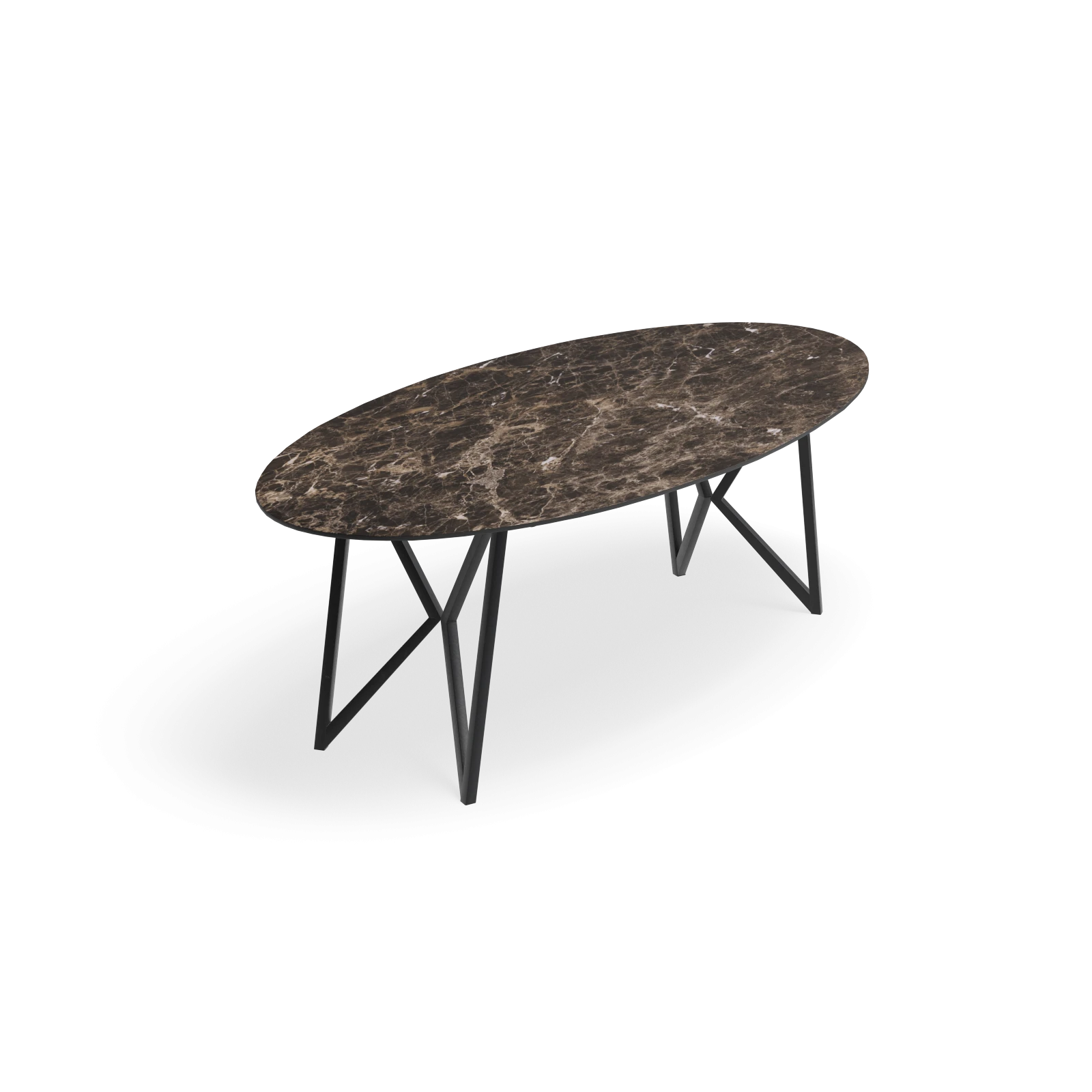 Eettafel Crosse Los - Ovaal Keramiek Emprador Dark (220x110cm)