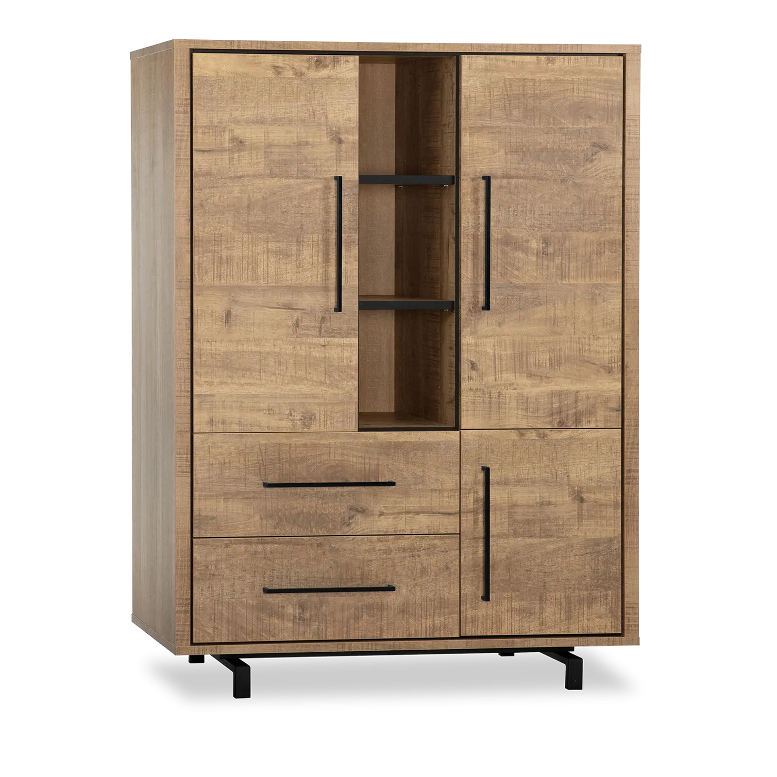 Wandkast Fairmont - 120 cm - Lamulux Mango - 3 deuren, 2 laden, 3 open vakken