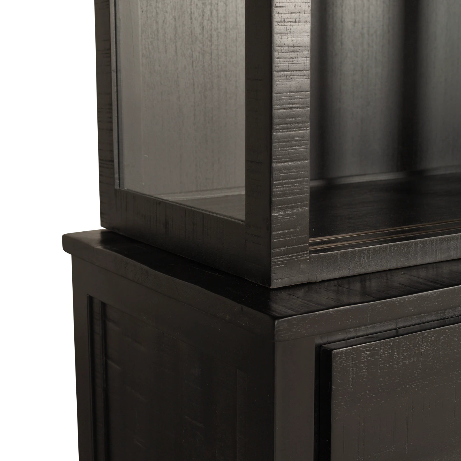 Vitrinekast (schuifdeuren) Steelwood - Zwart