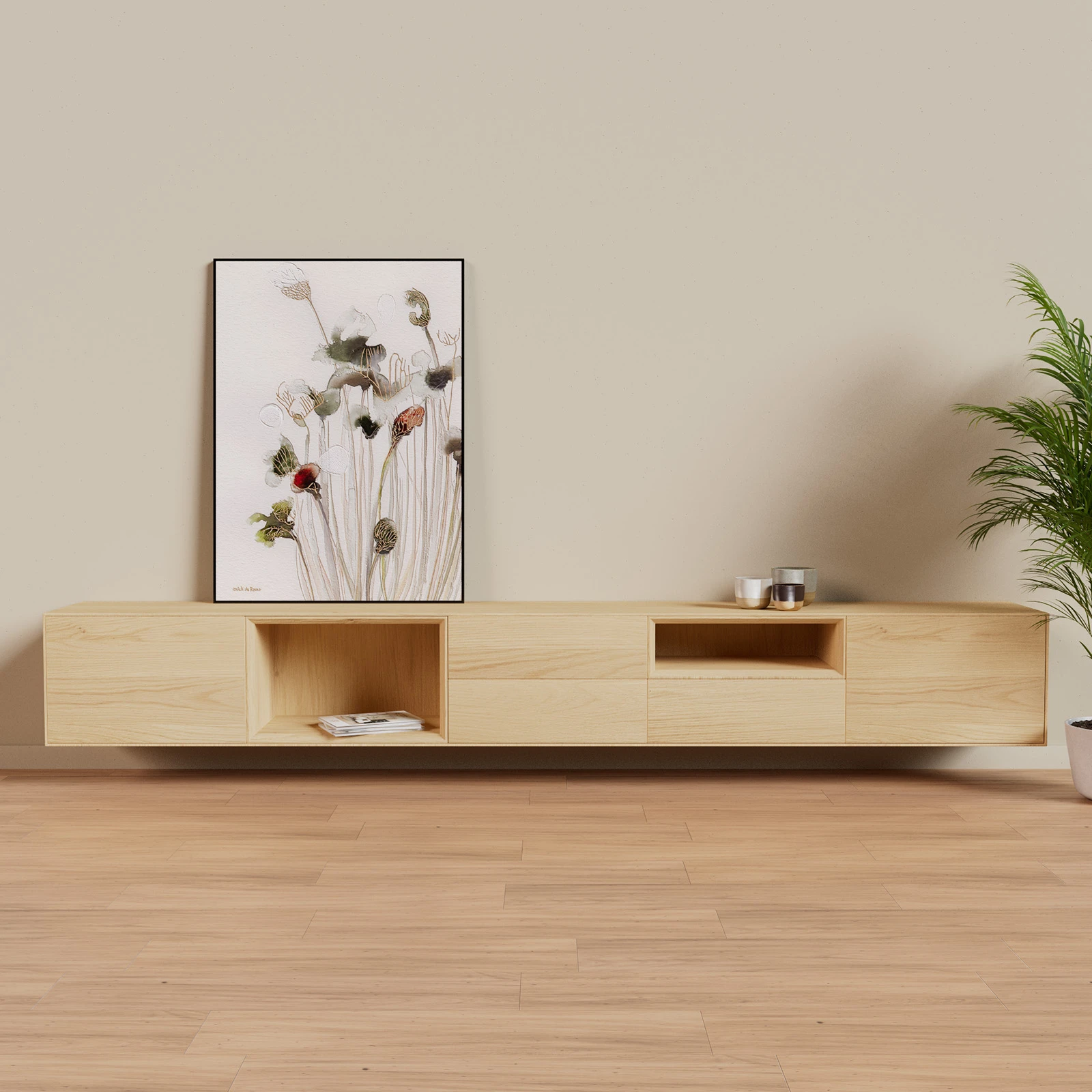TV Meubel Nature White 300cm Zwevend