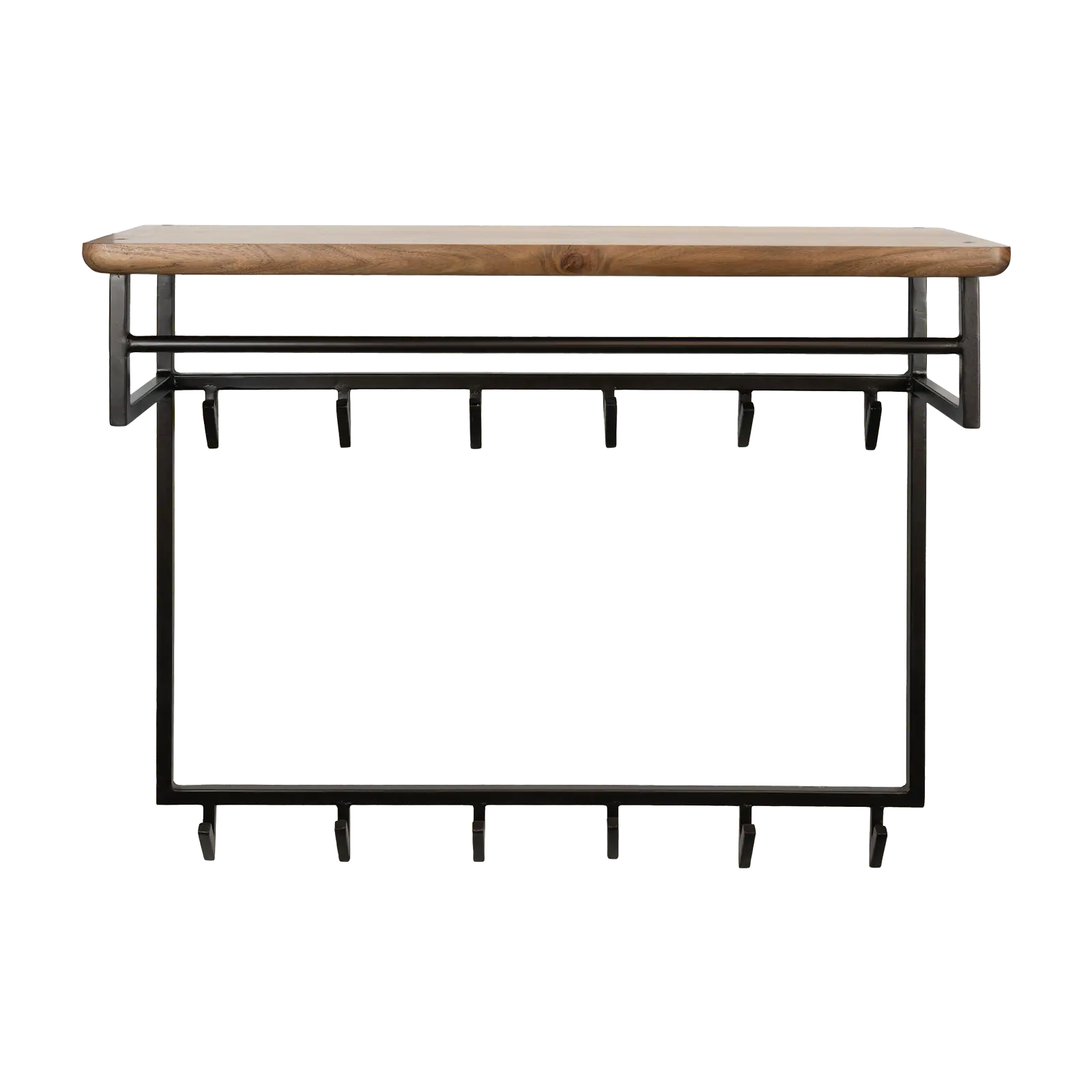Kapstok Edge Curve hoog - 12 haken - Acacia Bruin