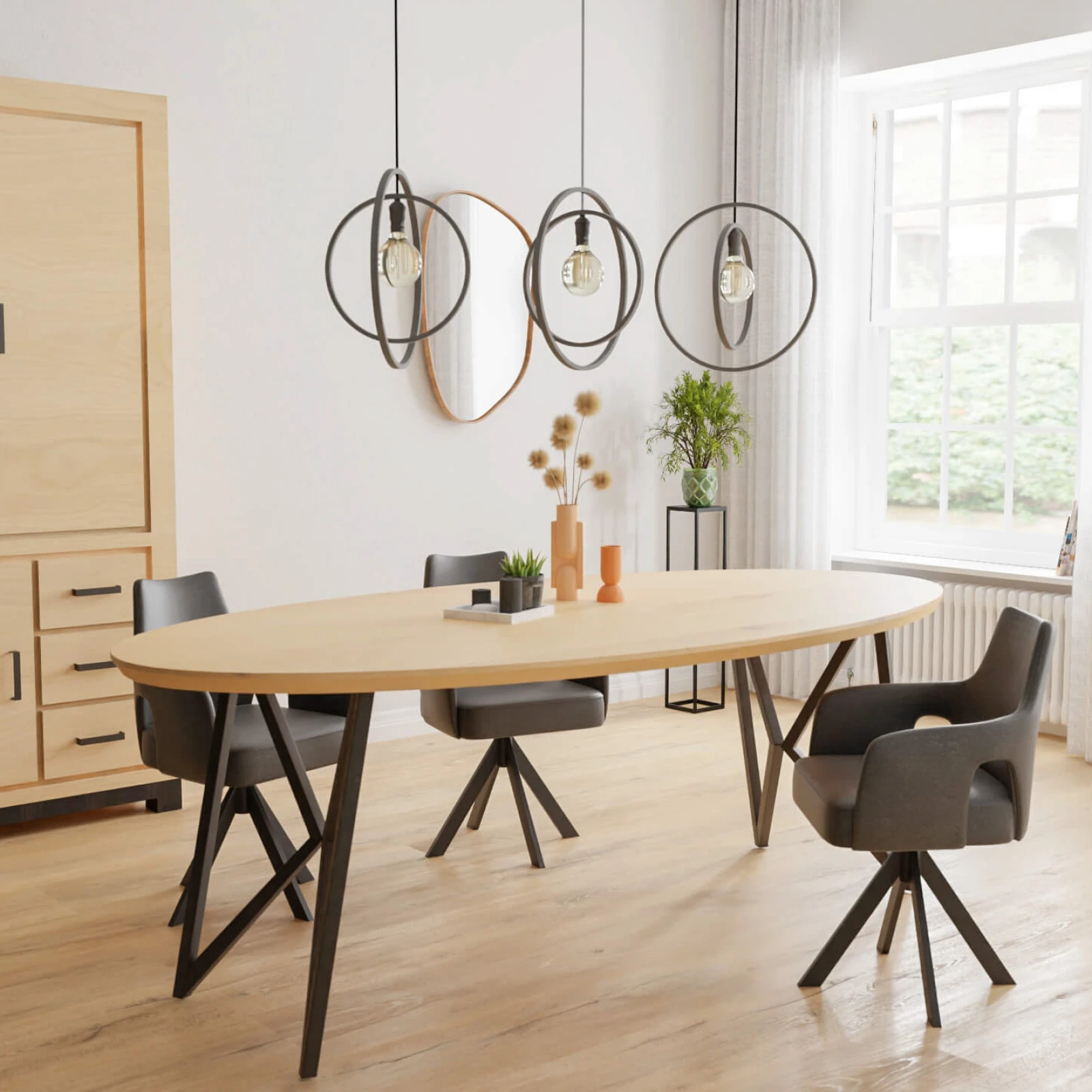 Eettafel Crosse Los - Ovaal Eiken Nature white (220x110cm)