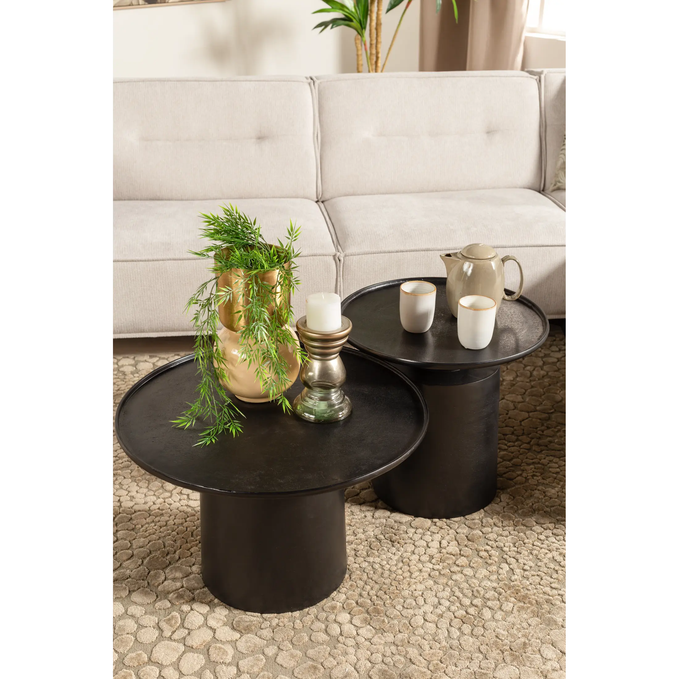 Salontafel Nessa - rond Ø65 cm - metaal Zwart - opruiming