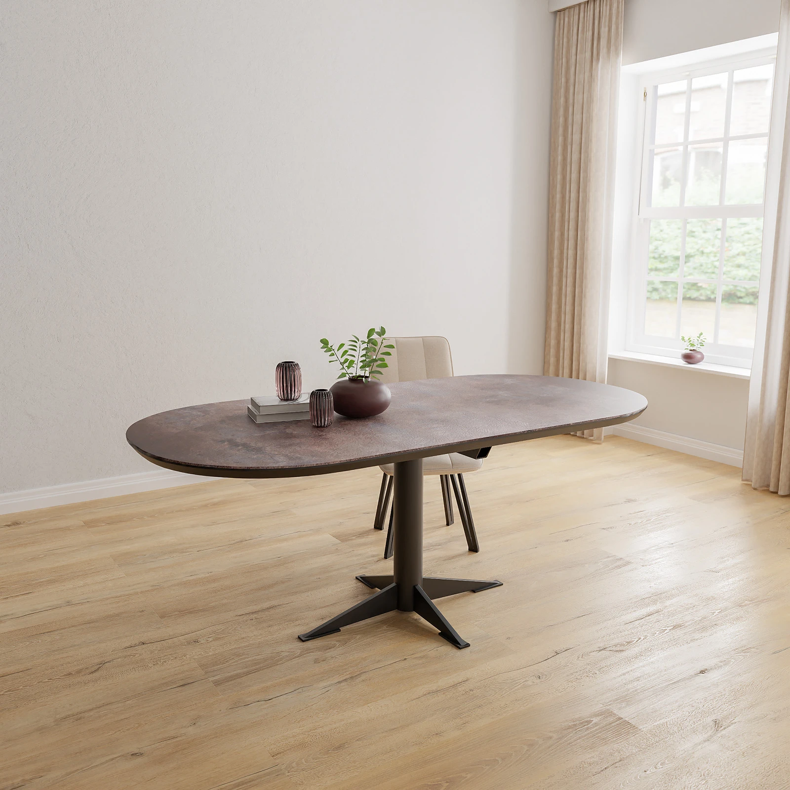 Eettafel Westfield - Halve Cirkel HPL Oxidised (200x100cm)