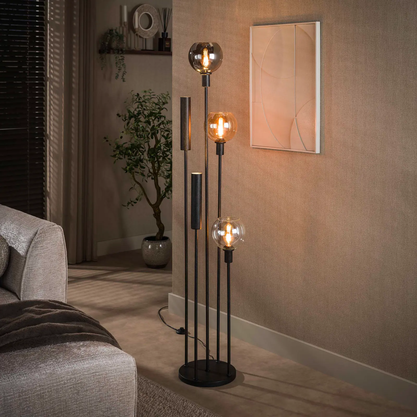 Vloerlamp Sfera - Tricolore 5 lichts - Artic zwart