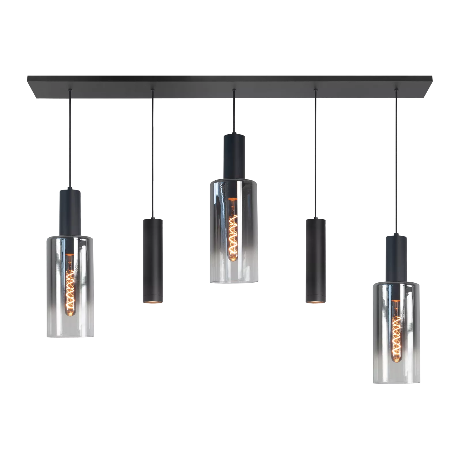 Hanglamp (5 lichts) Perugia - Zwart/Smoke