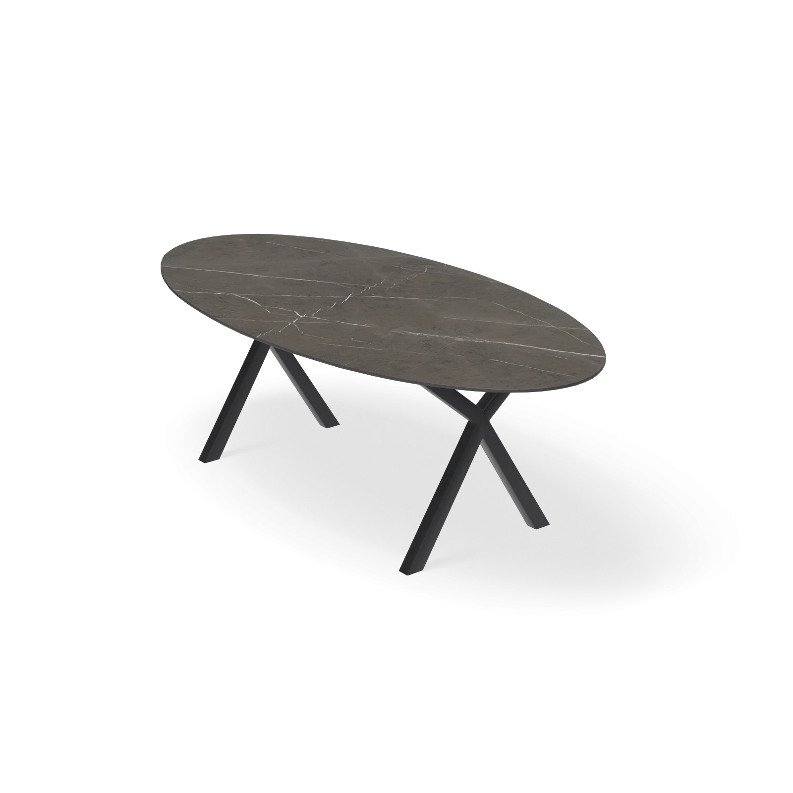 Eettafel X poot - Ovaal Keramiek Imperiale Satin (220x110cm)