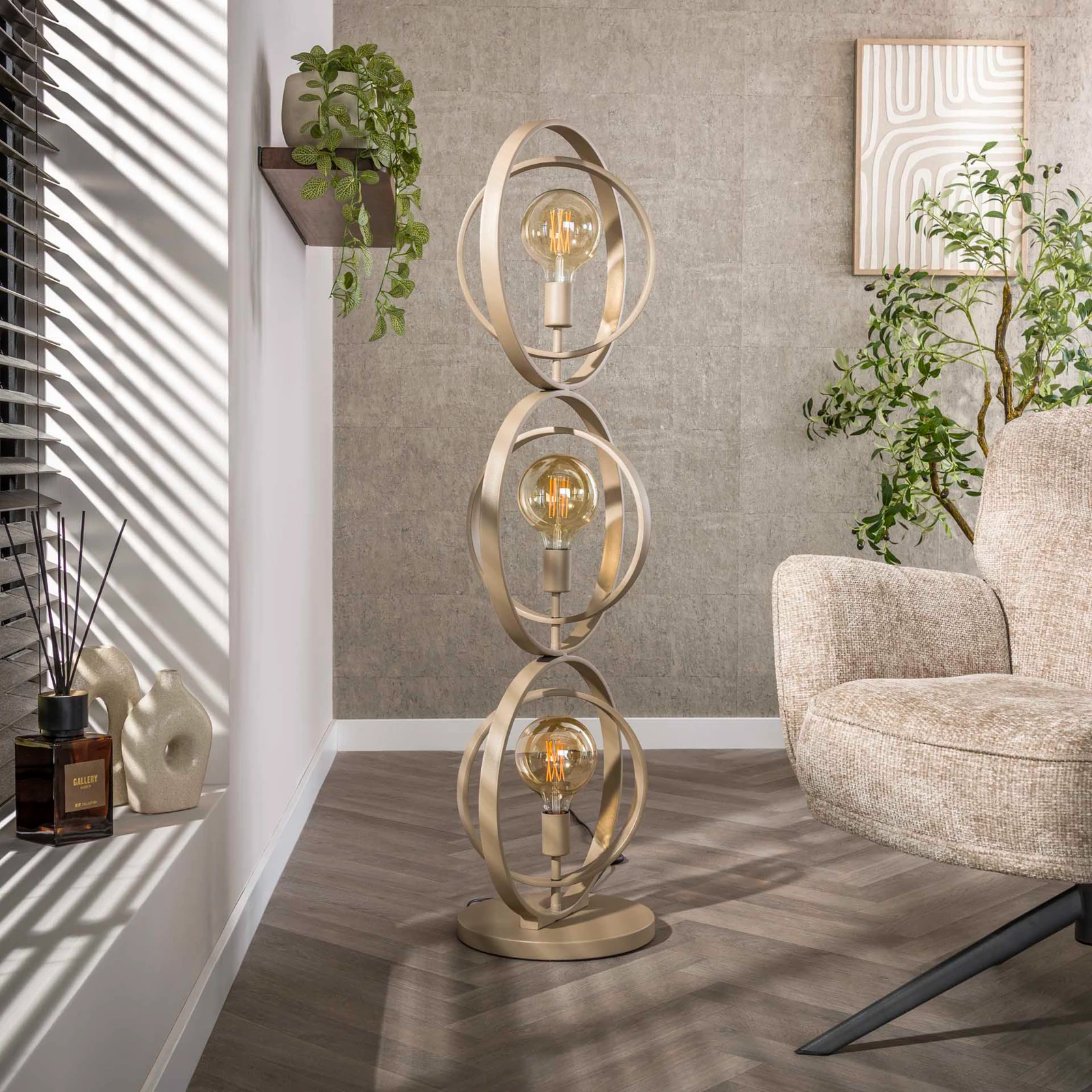 Vloerlamp Turn Around (3 lichts) - Beige