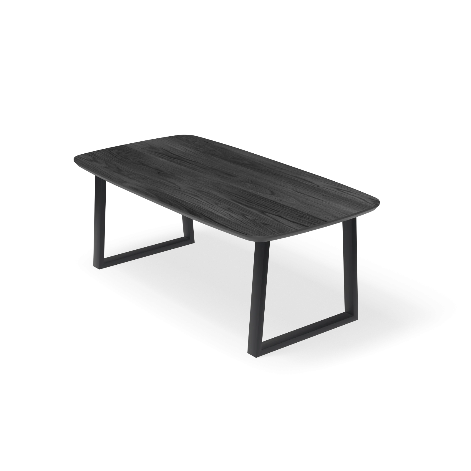 Eettafel U poot (8x4cm) - Deens Ovaal HPL Houtlook zwart (200x105cm)
