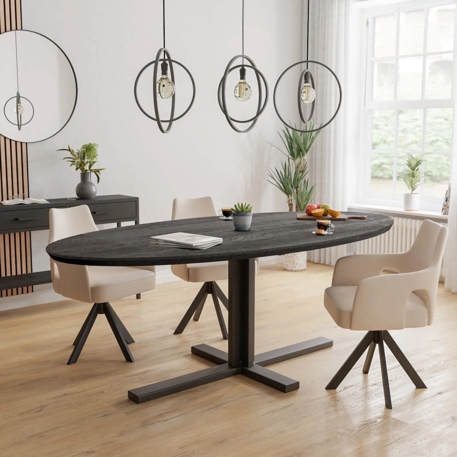 Eettafel Kolos - Ovaal Eiken Black Sky (220x110cm)