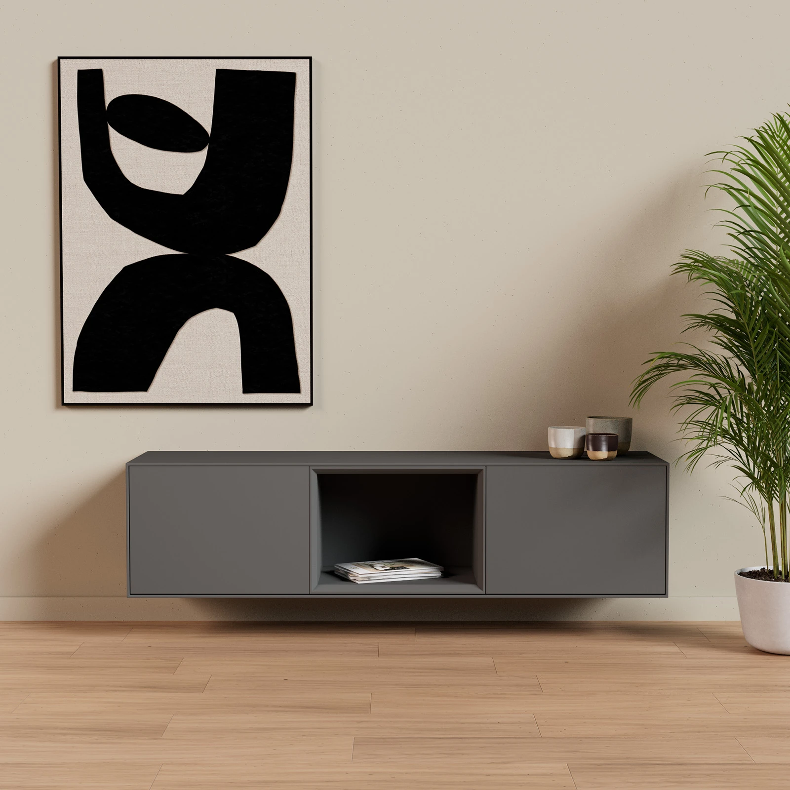 TV Meubel Traffic Grey 160cm Zwevend
