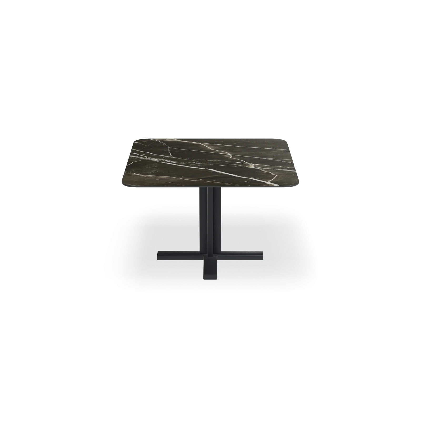 Eettafel Kolos - Vierkant afgeronde hoek Keramiek Calacatta Black Satin (120x120cm)
