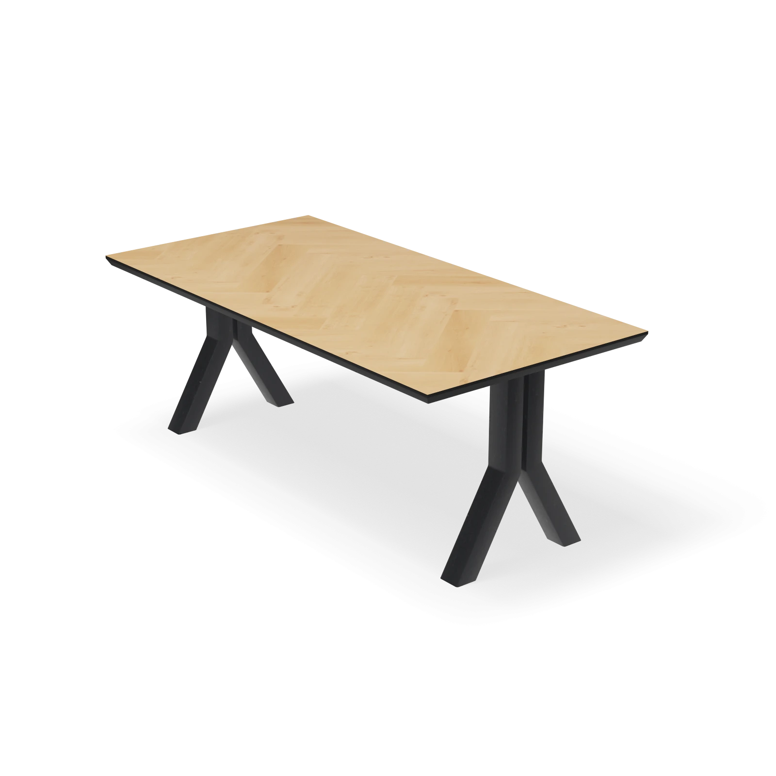 Eettafel Y poot (10x10cm) - Rechthoek Eiken Visgraat Nature White (200x100cm)