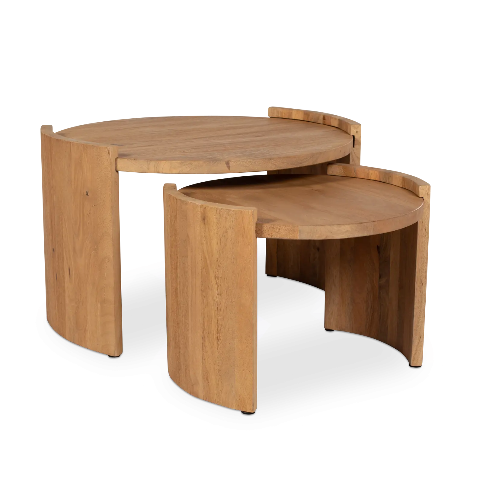Salontafel set van 2 Miles - rond 70/50 cm - Mangohout Loom Naturel
