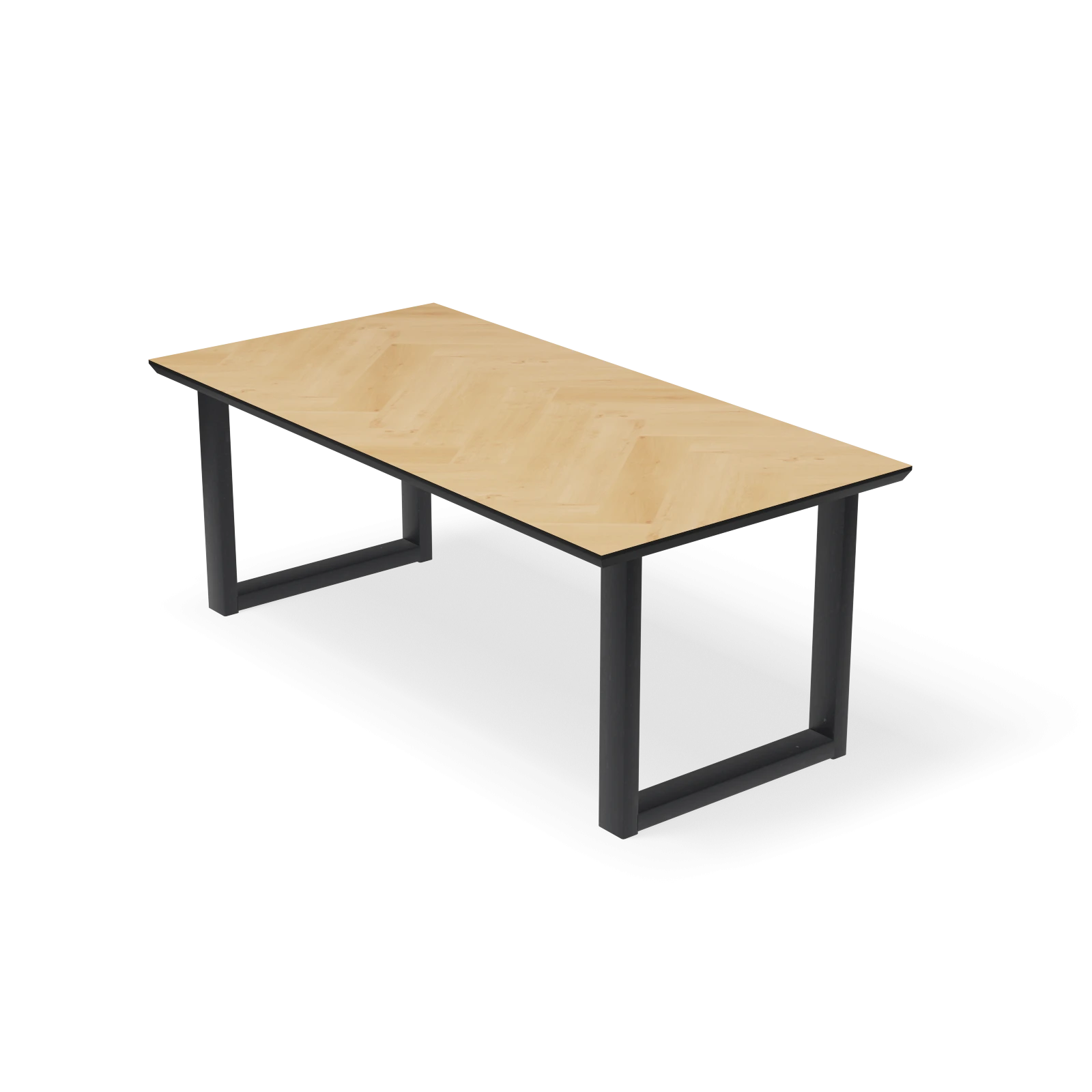 Eettafel U poot (10x5cm) - Rechthoek Eiken Visgraat Nature White (200x100cm)