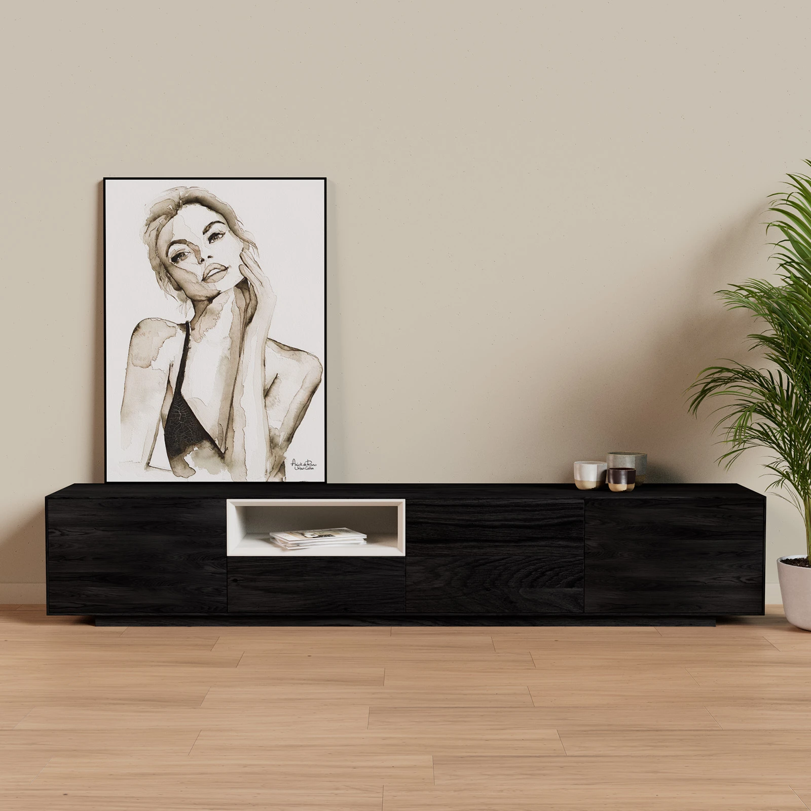 TV Meubel Black Sky 240cm Plint