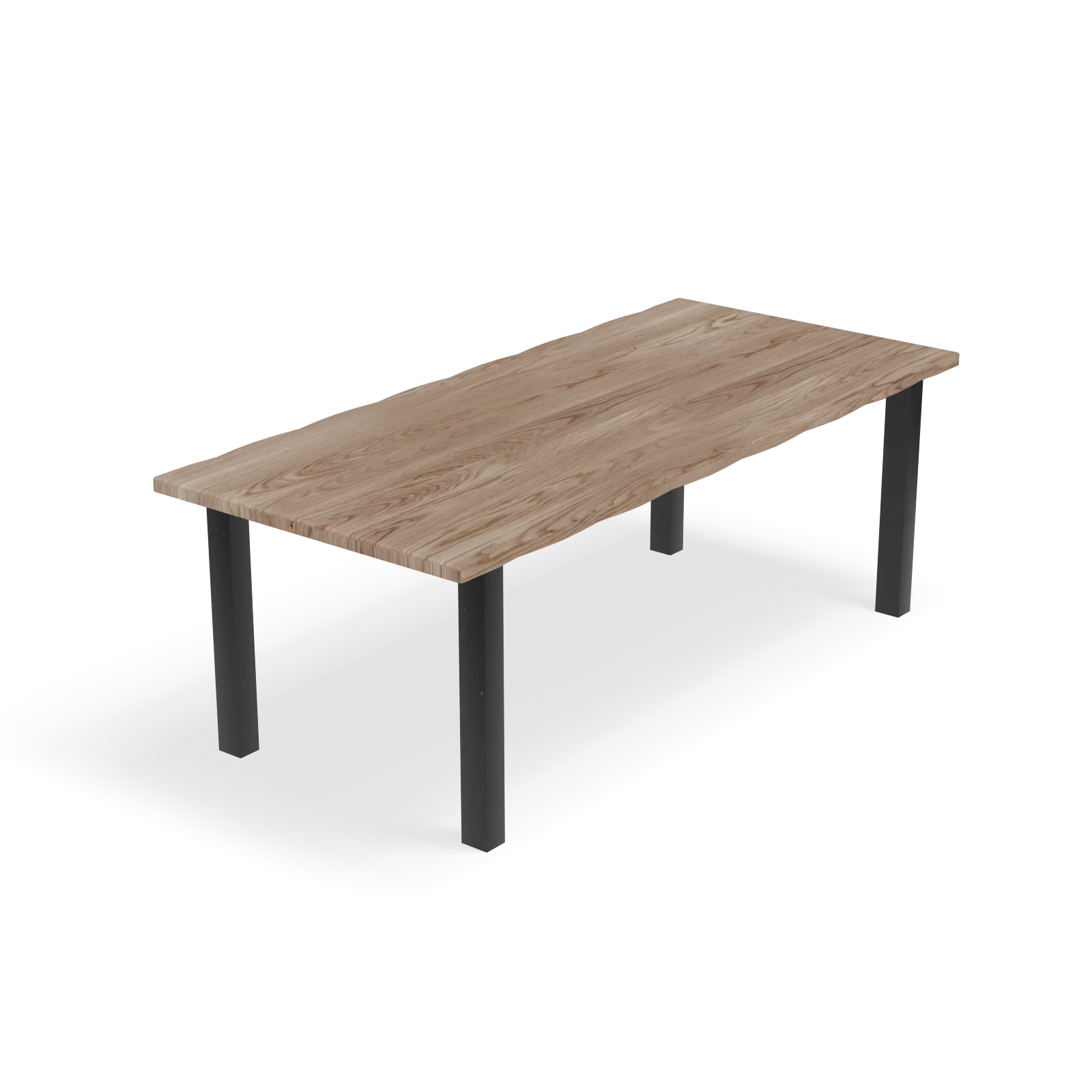 Eettafel Rechte poot - Rechthoekig Boomstam Eiken Kiezel (220x100cm)