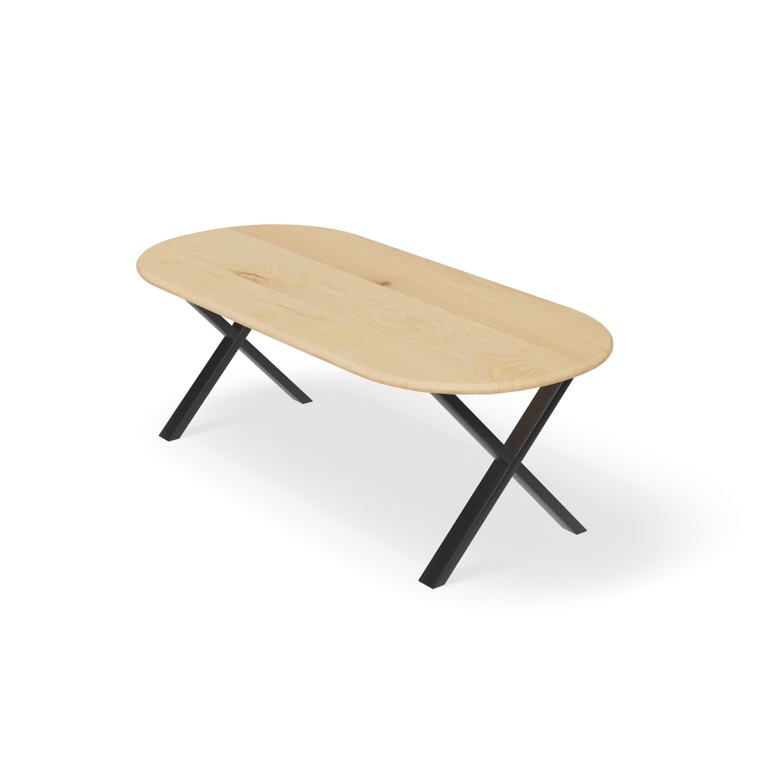 Eettafel X poot (8x4 cm) - Halve Cirkel Eiken Nature White (220x100cm)