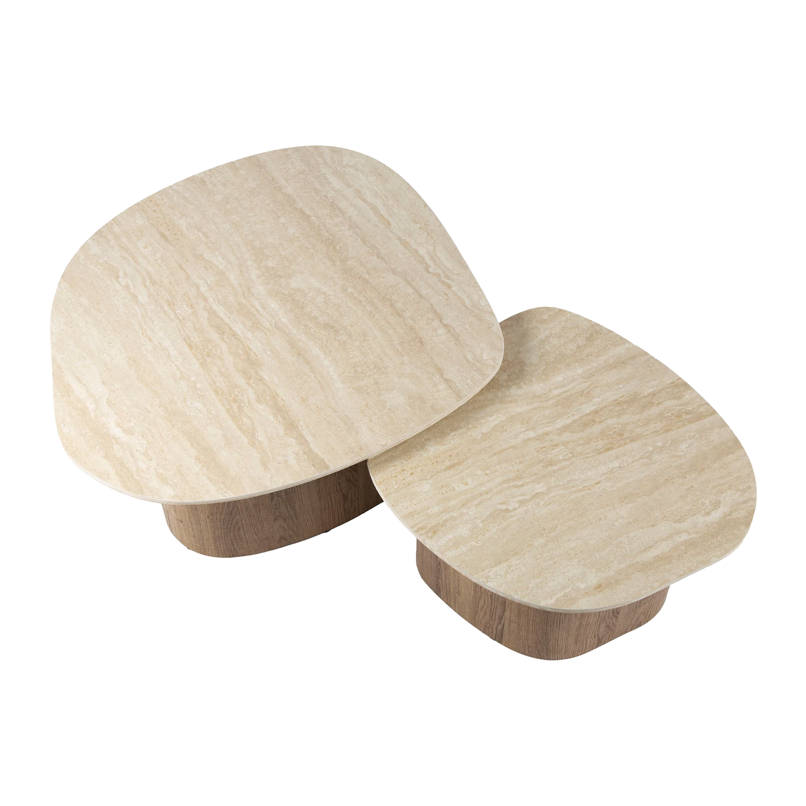 Salontafel Romano - kiezel - set van 2 - Keramiek Travertin