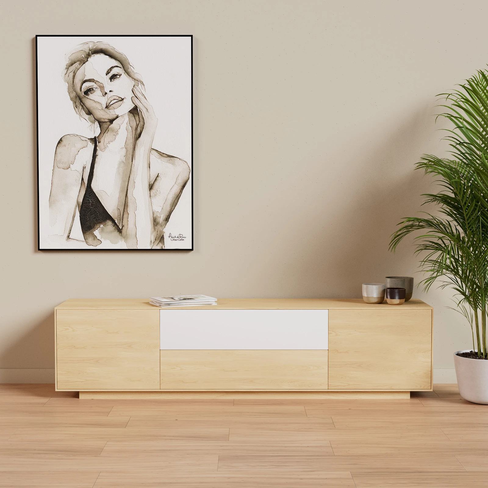 TV Meubel Nature White 180cm Plint