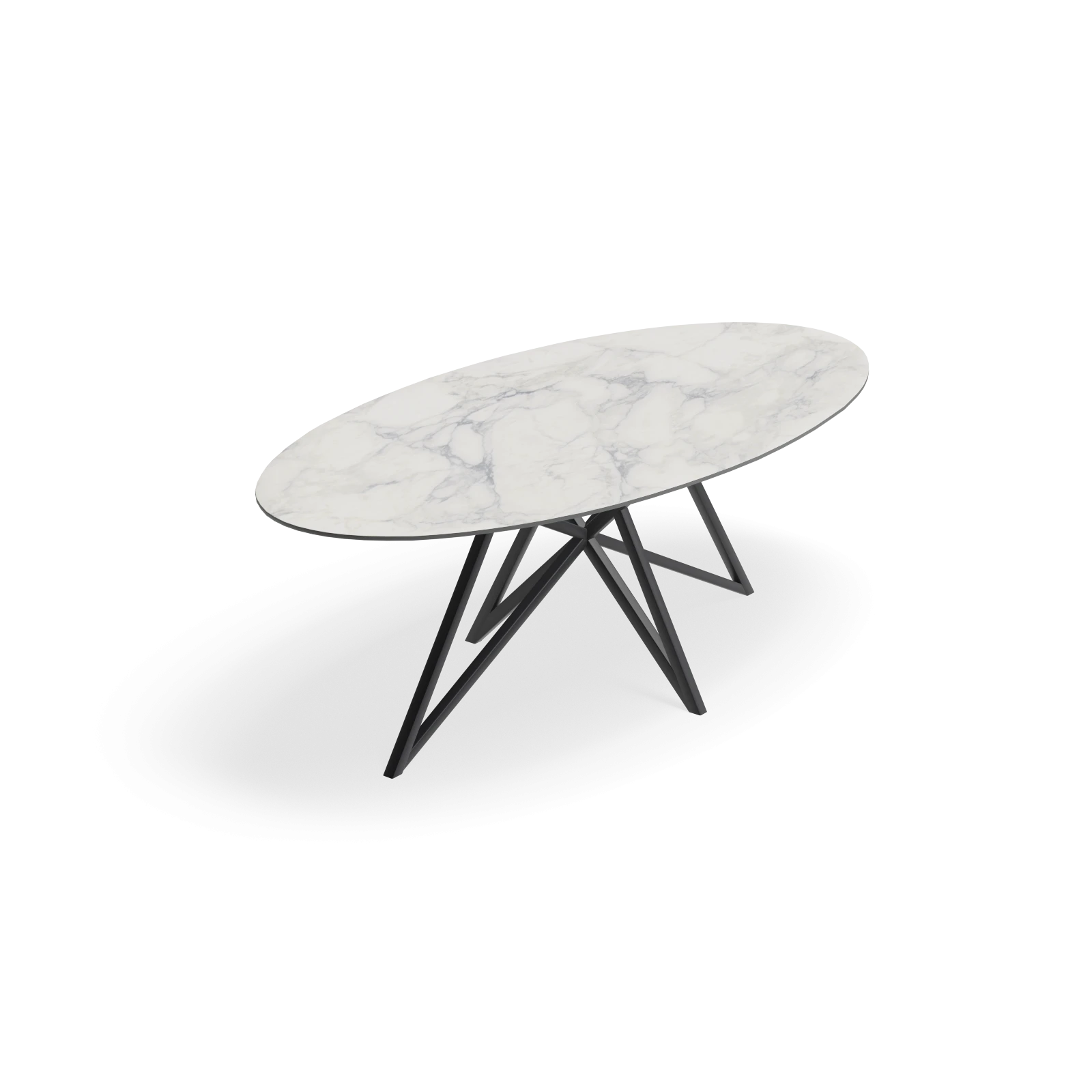 Eettafel Crosse - Ovaal Keramiek Calacatta (220x110cm)