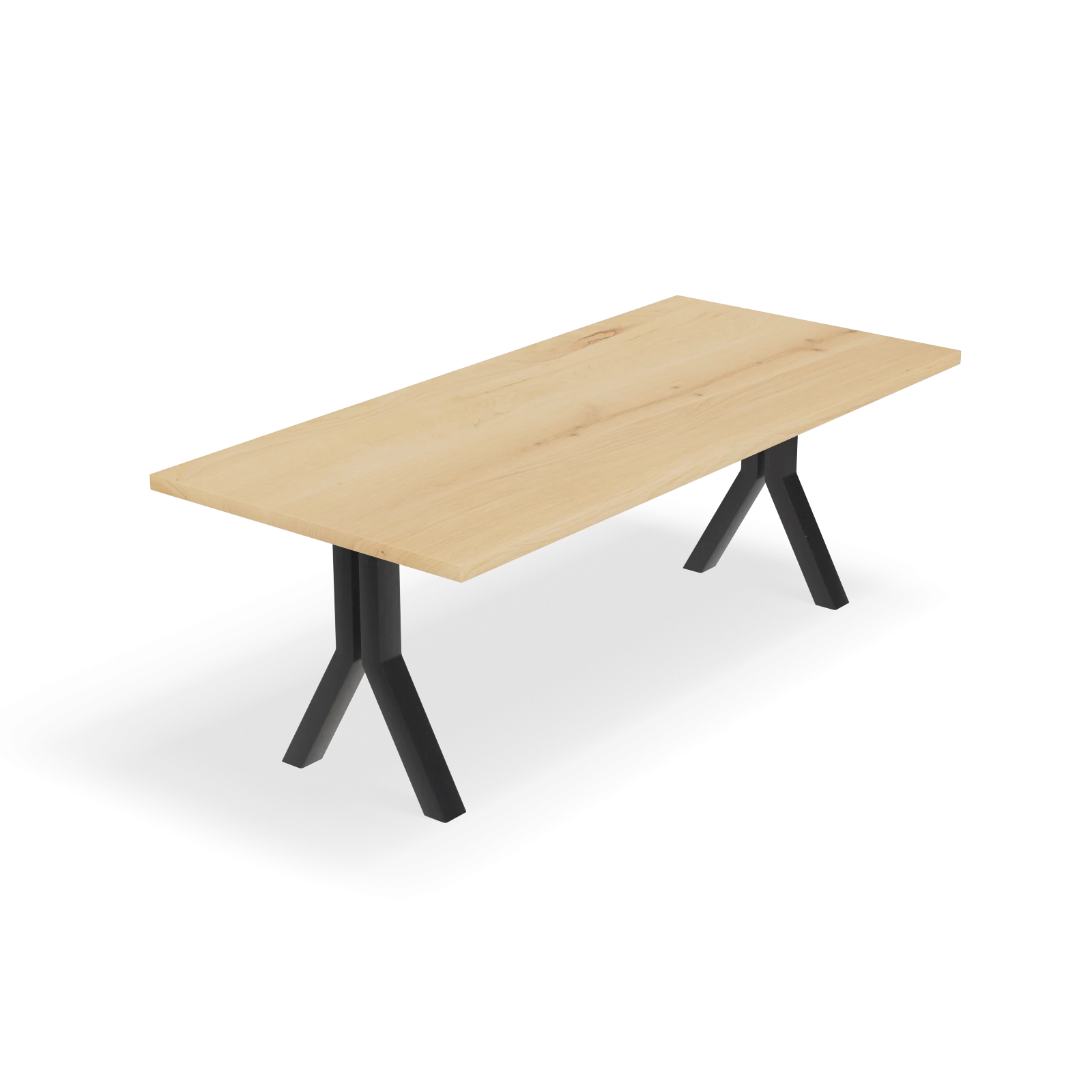 Eettafel Y Poot(8x8cm) - Rechthoek Eiken Nature White (220x110cm)