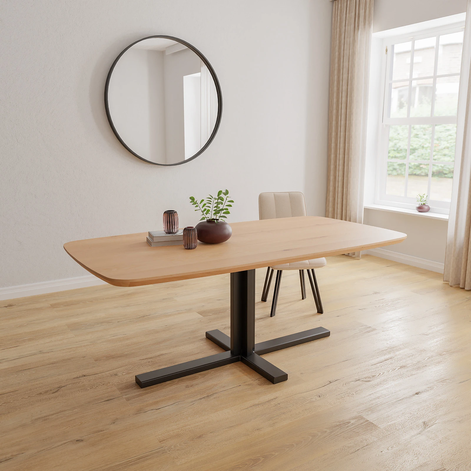 Eettafel Kolos - Deens Ovaal Eiken Nature White (220x110cm)