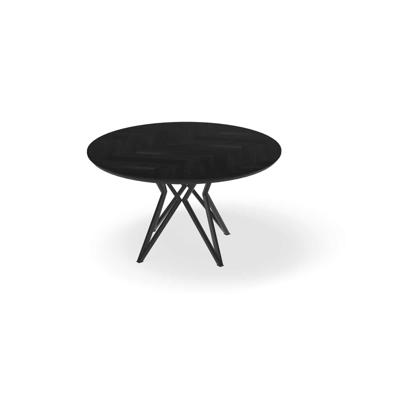 Eettafel Crosse - Rond Eiken Visgraat Black Sky (140cm)