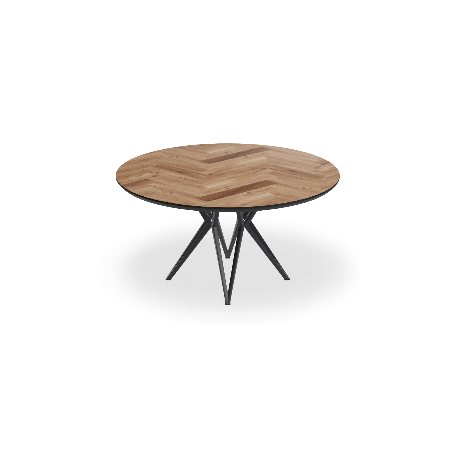 Eettafel Crosse - Rond Eiken Visgraat Kiezel (150cm)
