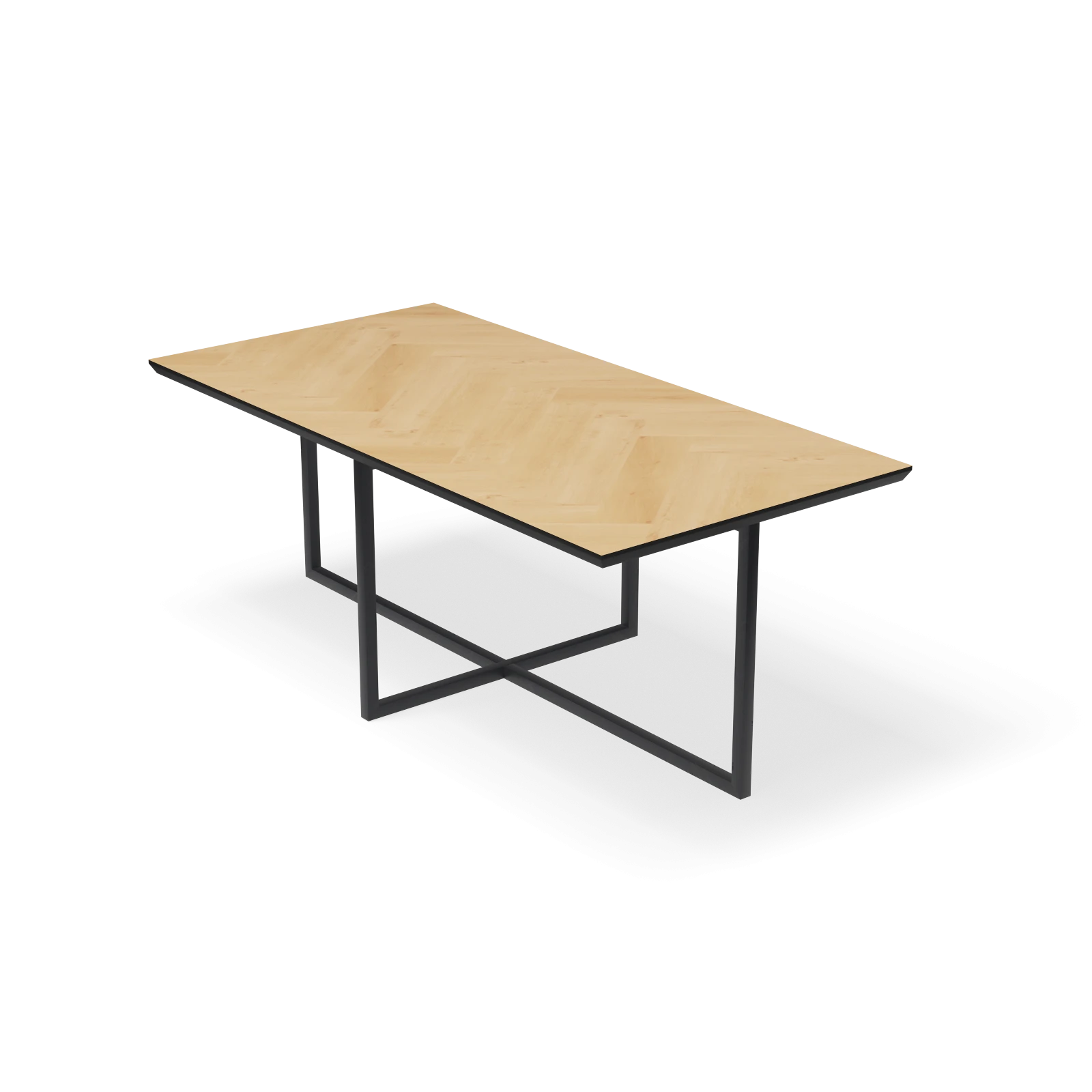 Eettafel Kubus - Rechthoek Eiken Visgraat Nature White (200x100cm)