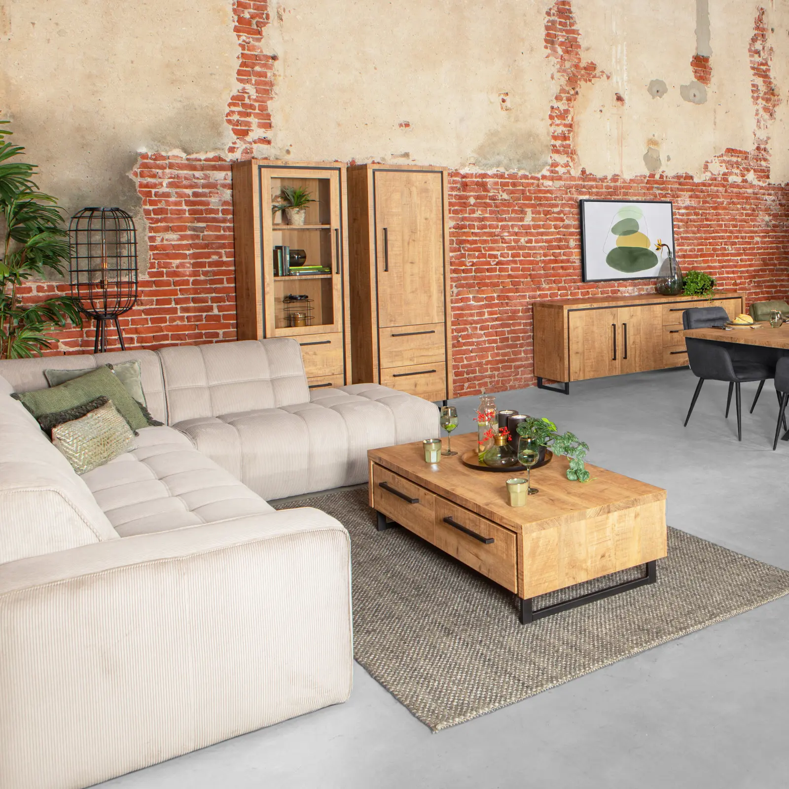 Wandkast Sheridan - 65 cm - Lamulux Mango - 1 deur, 2 laden