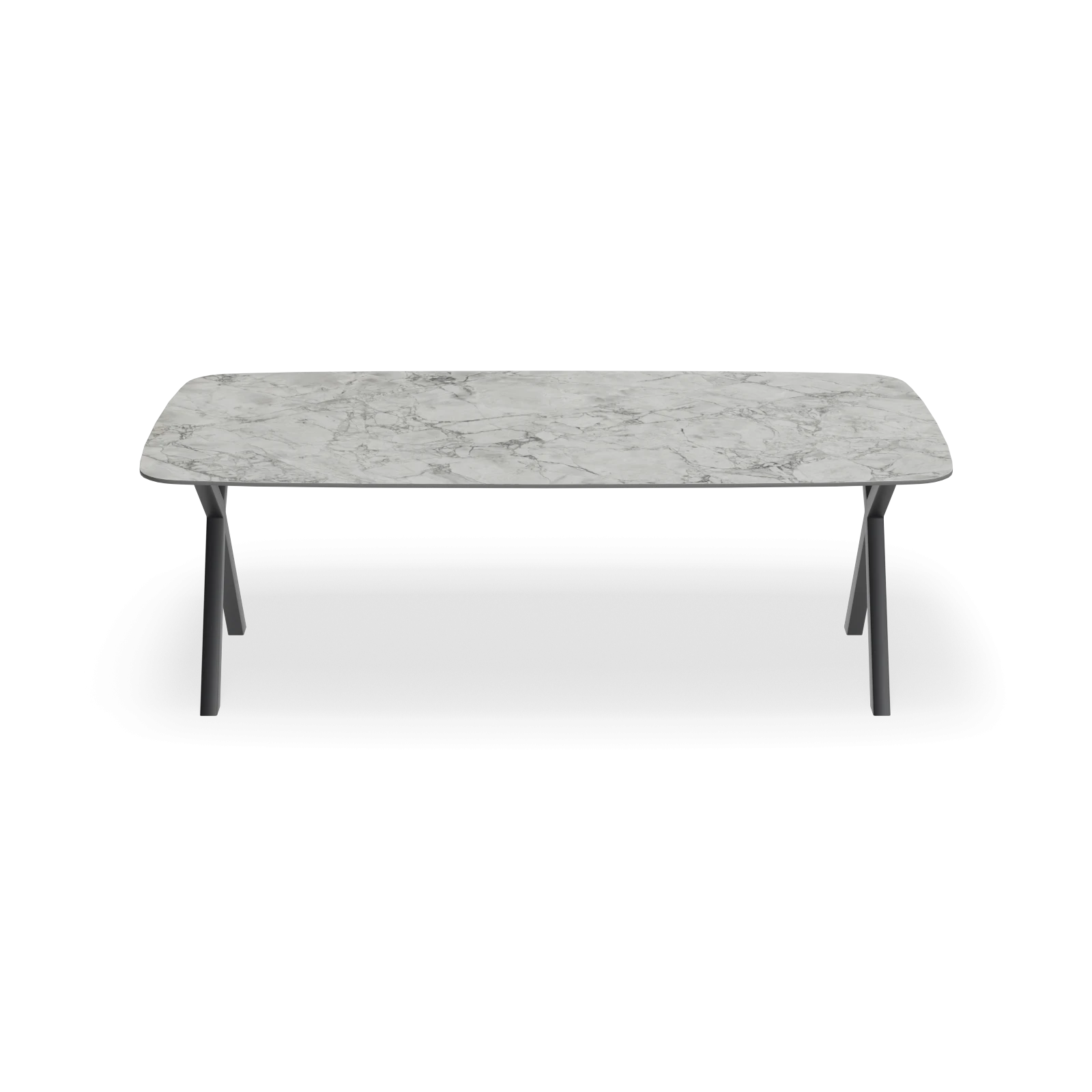 Eettafel X poot - Deens Ovaal Keramiek Superwhite Satin (220x110cm)