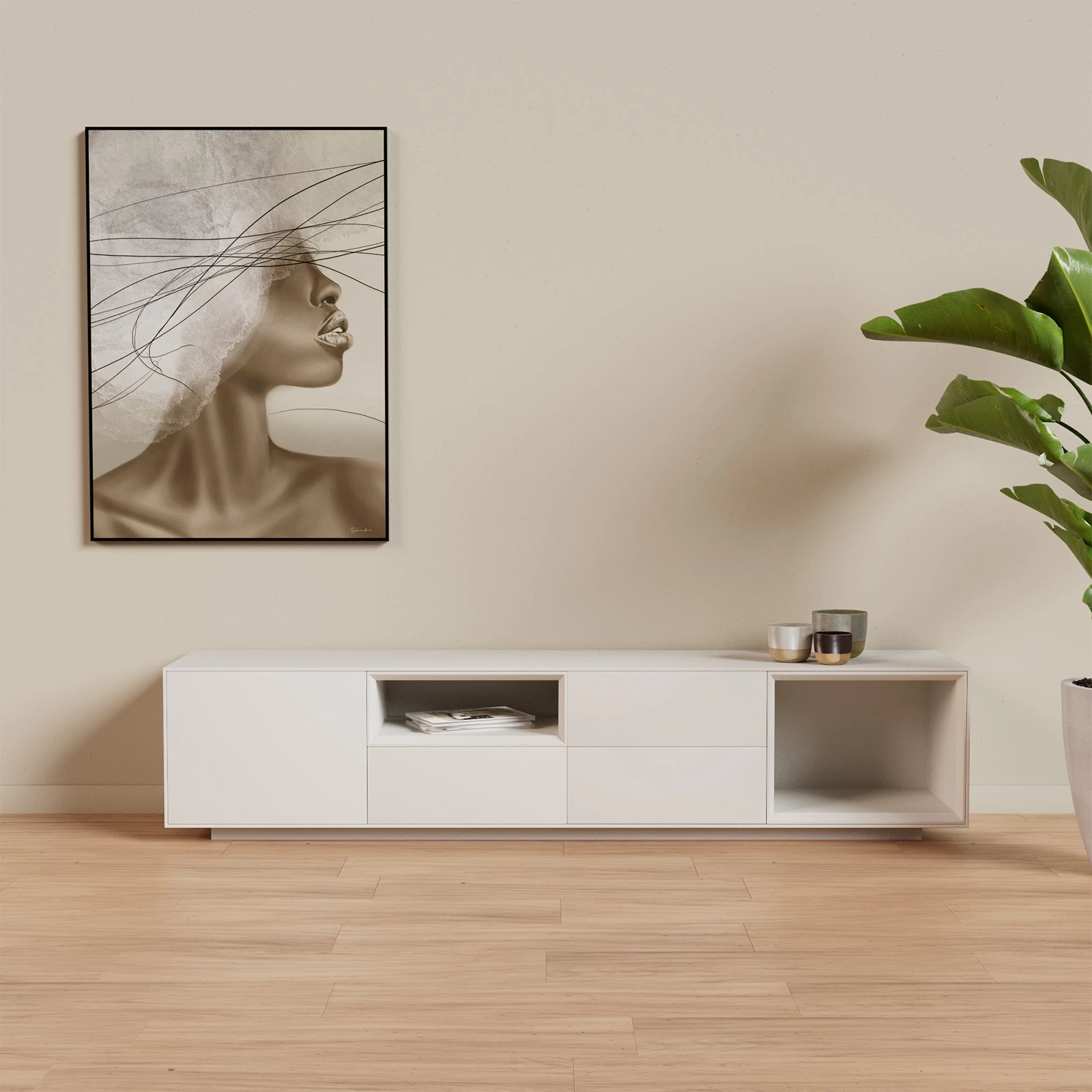 TV Meubel Pepper White 200cm Plint