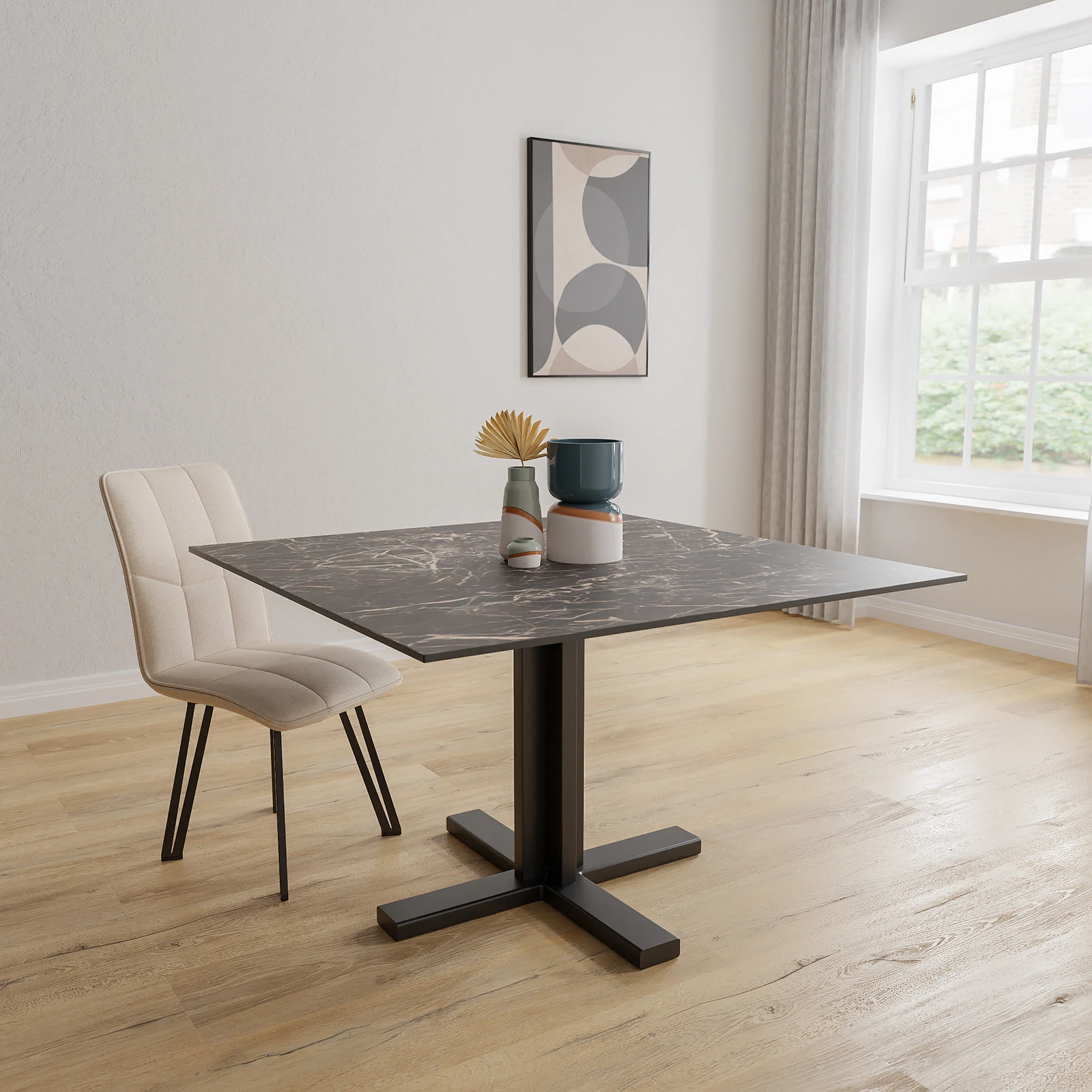Eettafel Kolos - Vierkant Keramiek Saint Laurent Satin (120x120cm)