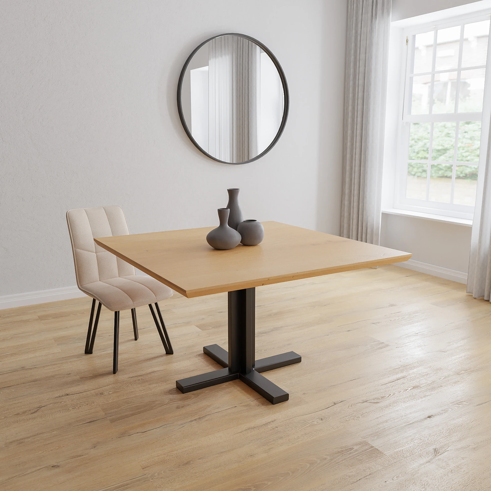 Eettafel Kolos - Vierkant Eiken Nature White (130x130cm)