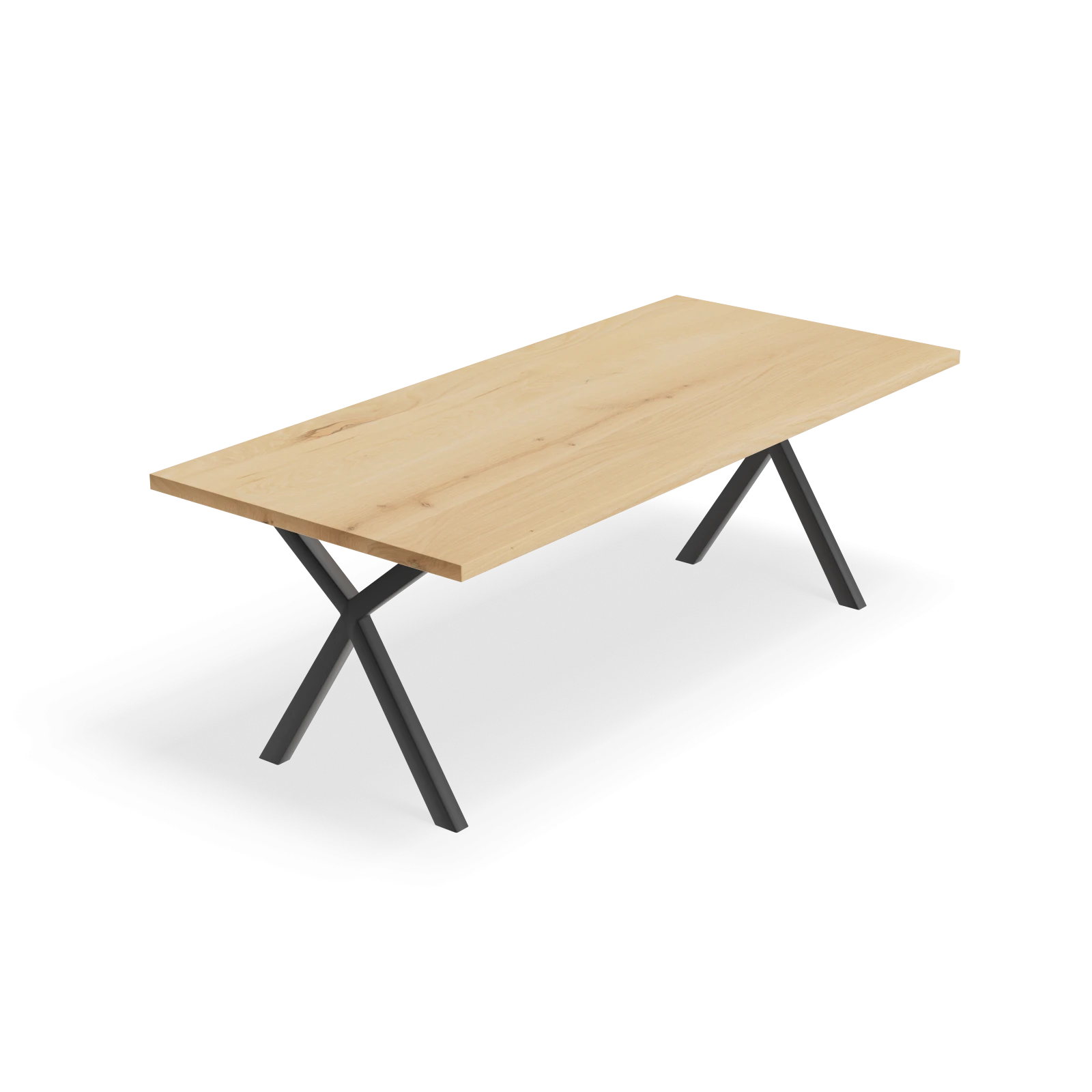 Eettafel X poot (8x4cm) - Rechthoek Eiken Nature White (220x100cm)
