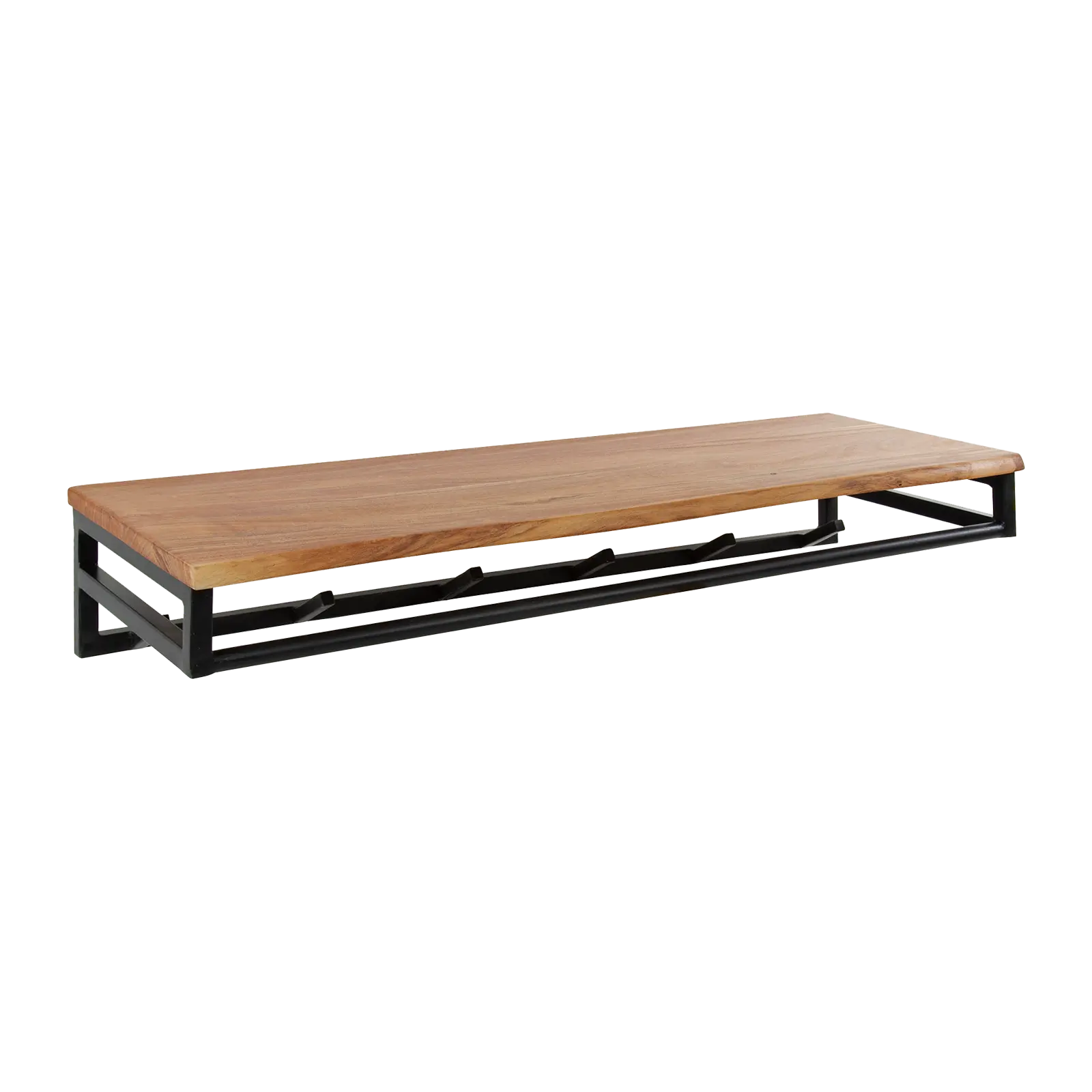 Kapstok Custom - 100 cm - 6 haken - roede - hoedenplank - Acaciahout
