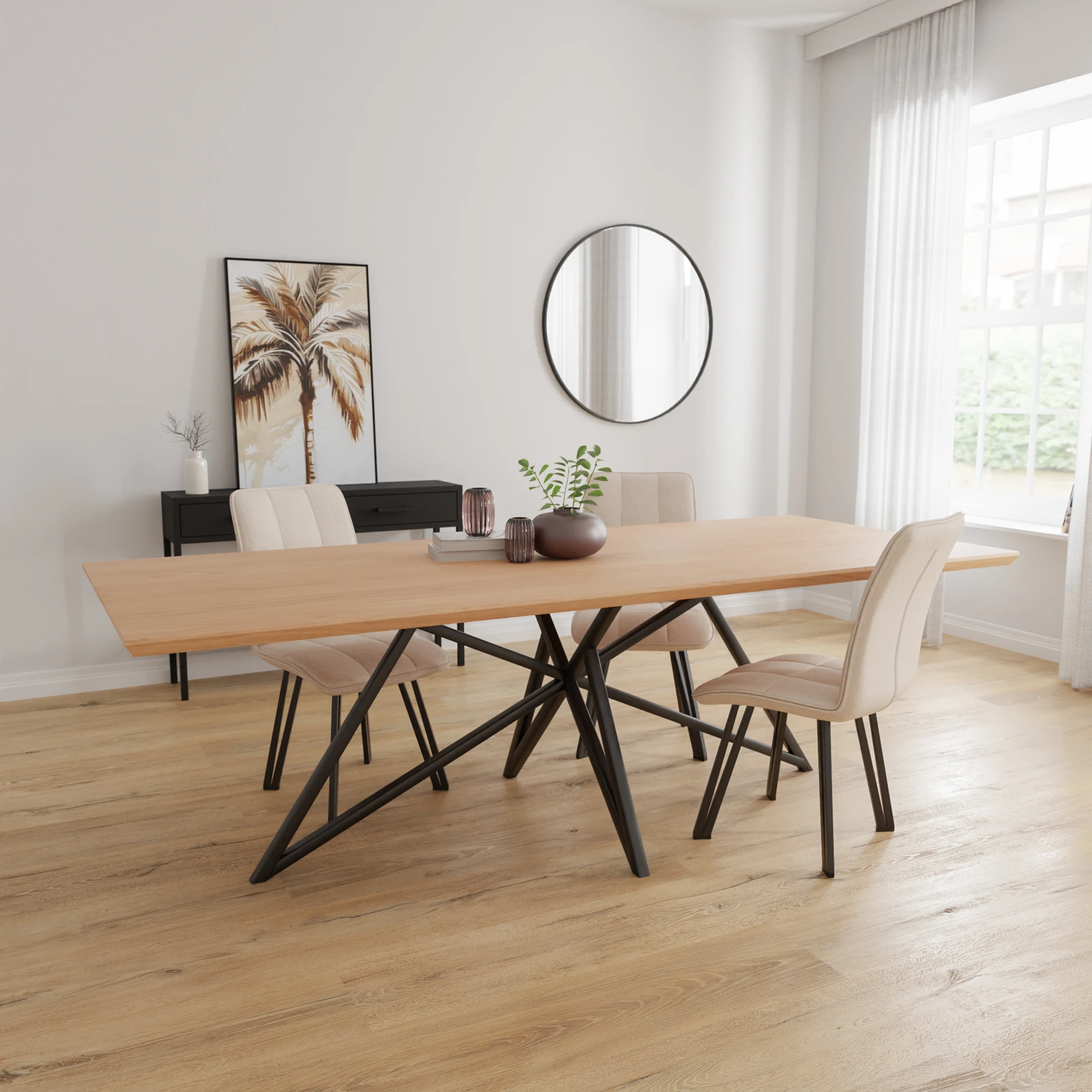 Eettafel Crosse - Rechthoek Nature White (240x100cm)