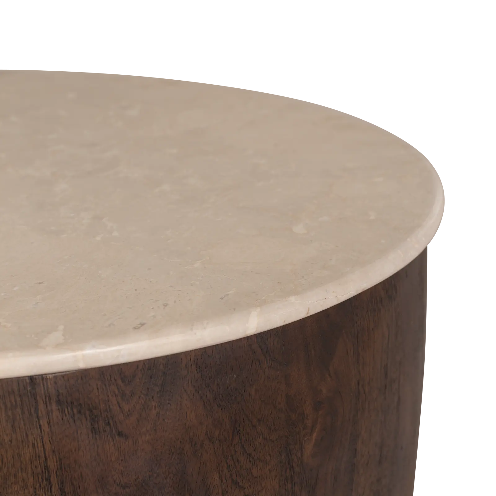 Salontafels set van 2 Bodhi - rond 65/80 cm - Mangohout Cacao Bruin + Marmer