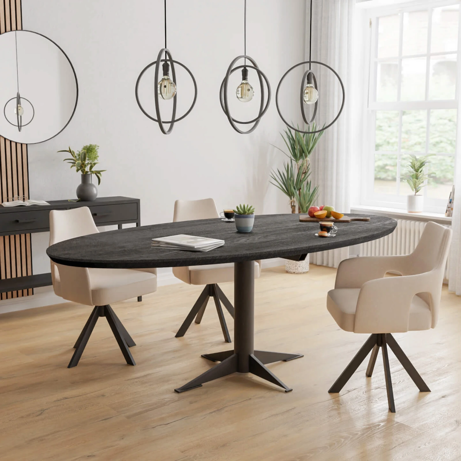 Eettafel Westfield - Ovaal Eiken Black Sky (220x110cm)