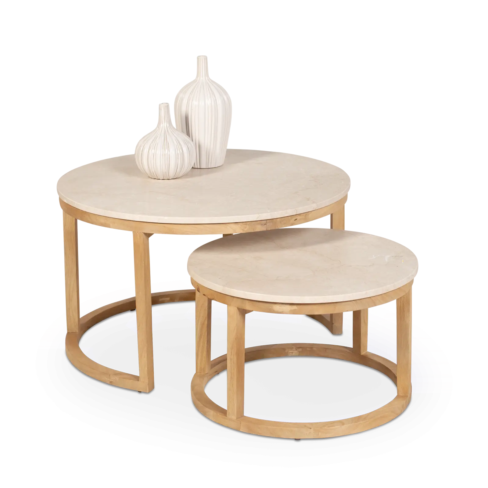 Salontafel set van 2 Brick - rond - Mangohout Loom
