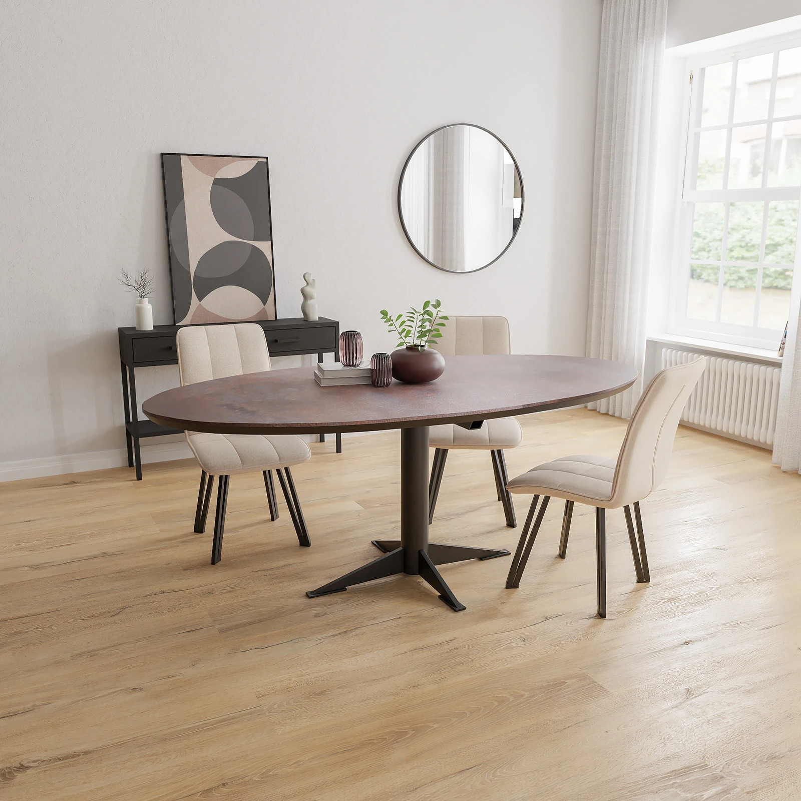 Eettafel Westfield - Ovaal HPL Oxidised (200x105cm)
