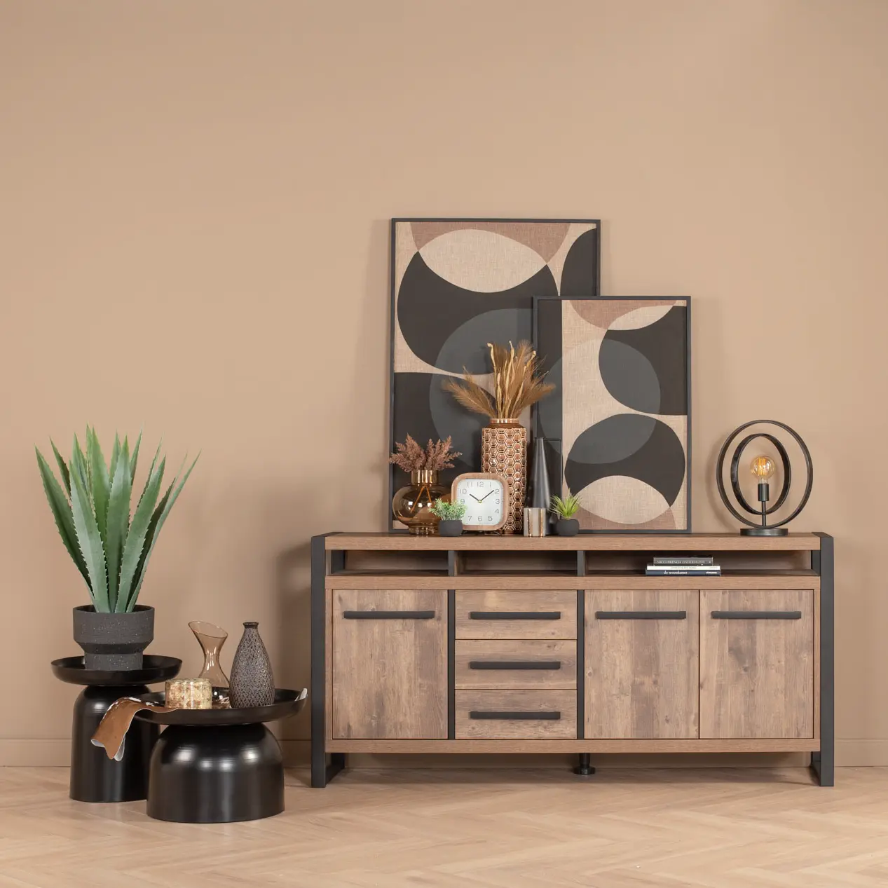 Dressoir Wisconsin - 189 cm - Lamulux Mokka - 3 laden, 3 deuren