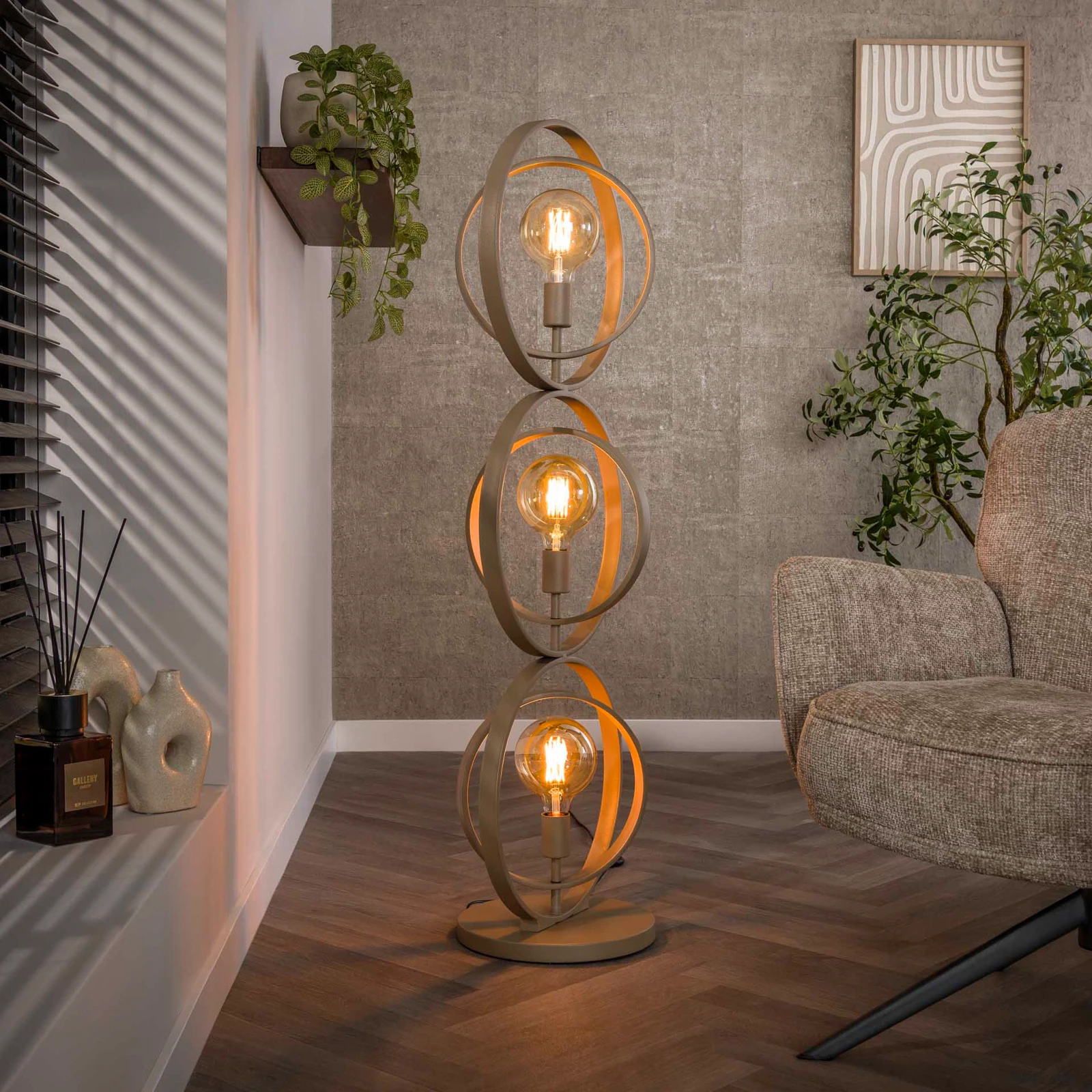 Vloerlamp Turn Around (3 lichts) - Beige